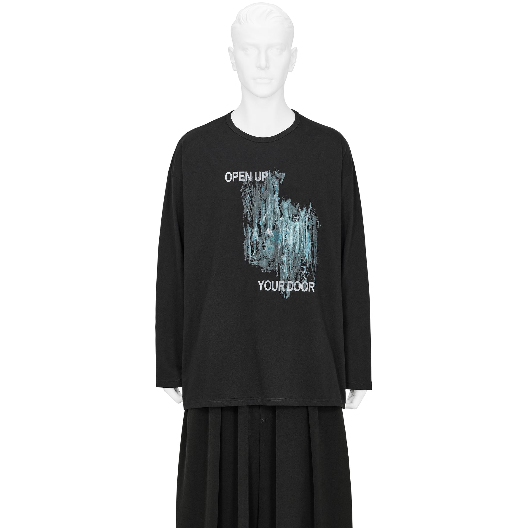 COMBED PLAIN STITCH GUSSET L/S TEE BLACK