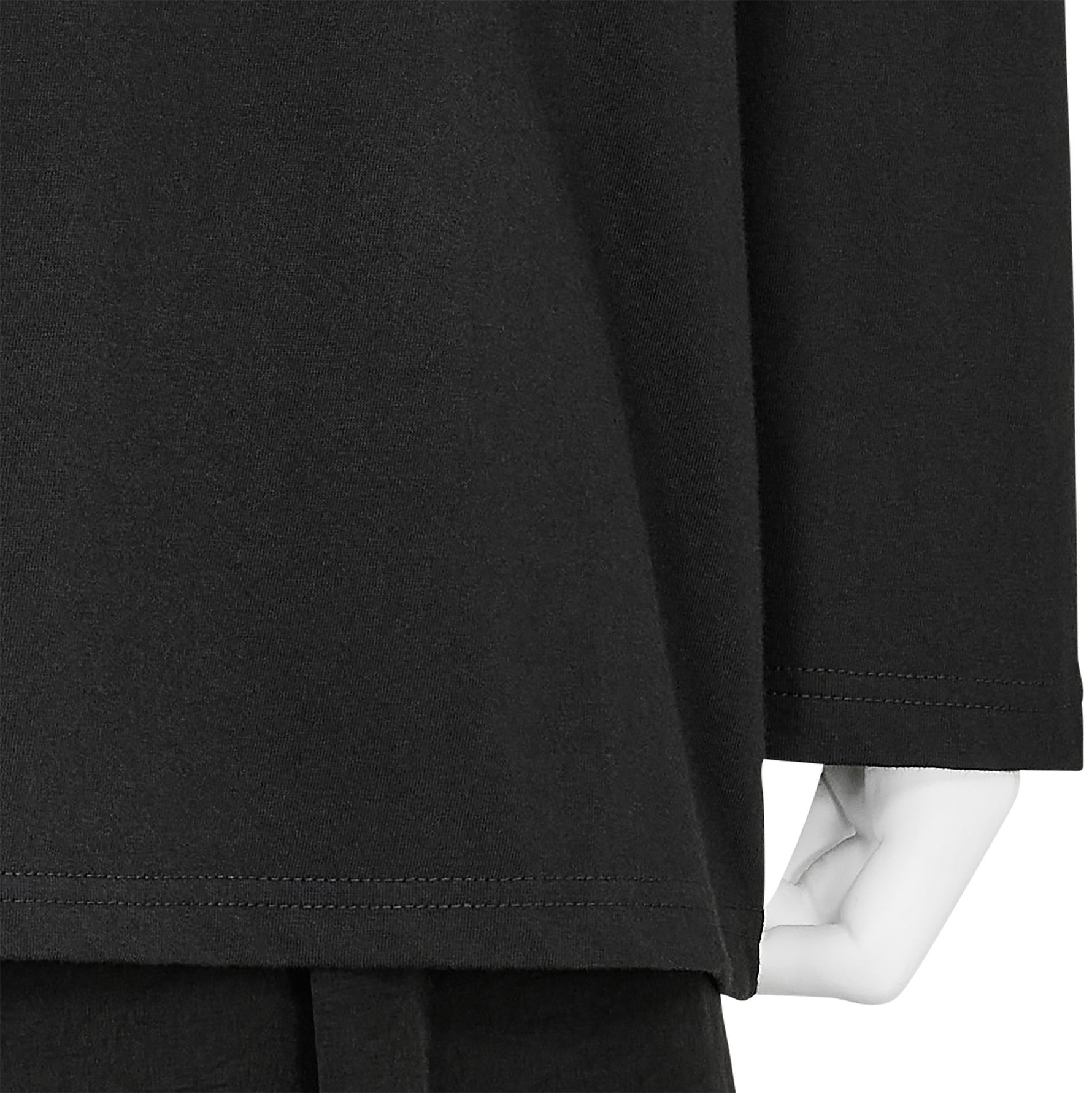 COMBED PLAIN STITCH GUSSET L/S TEE BLACK