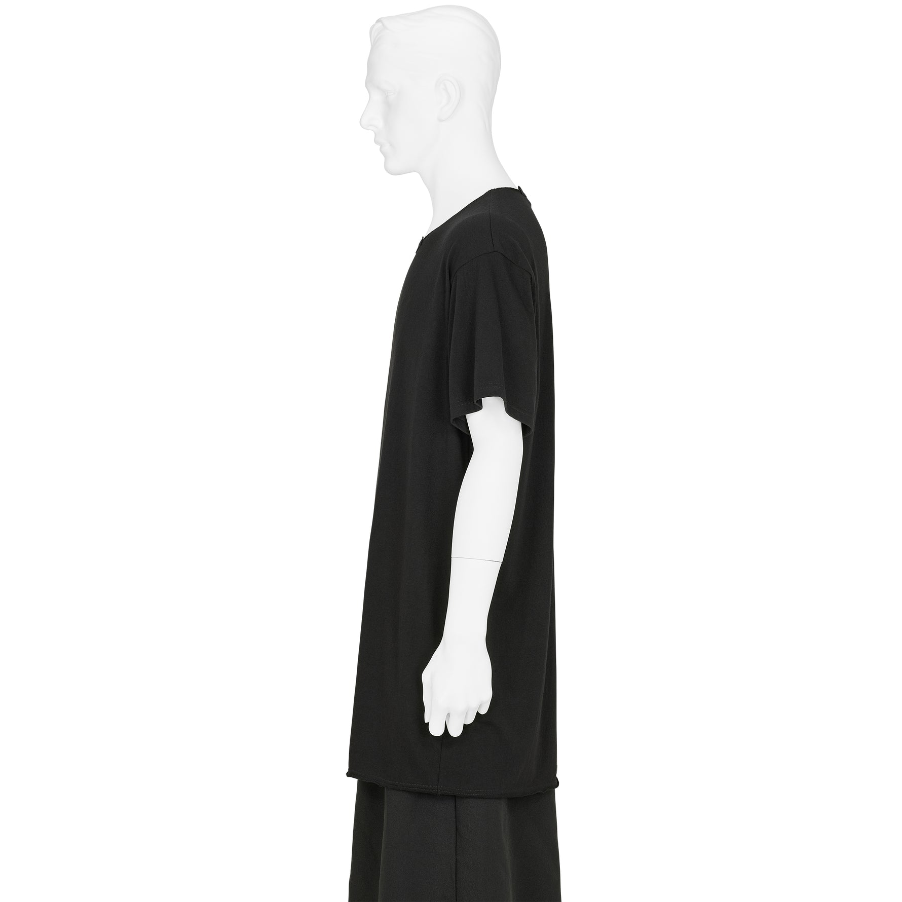 COTTON JERSEY SLIT ROUND NECK TEE BLACK