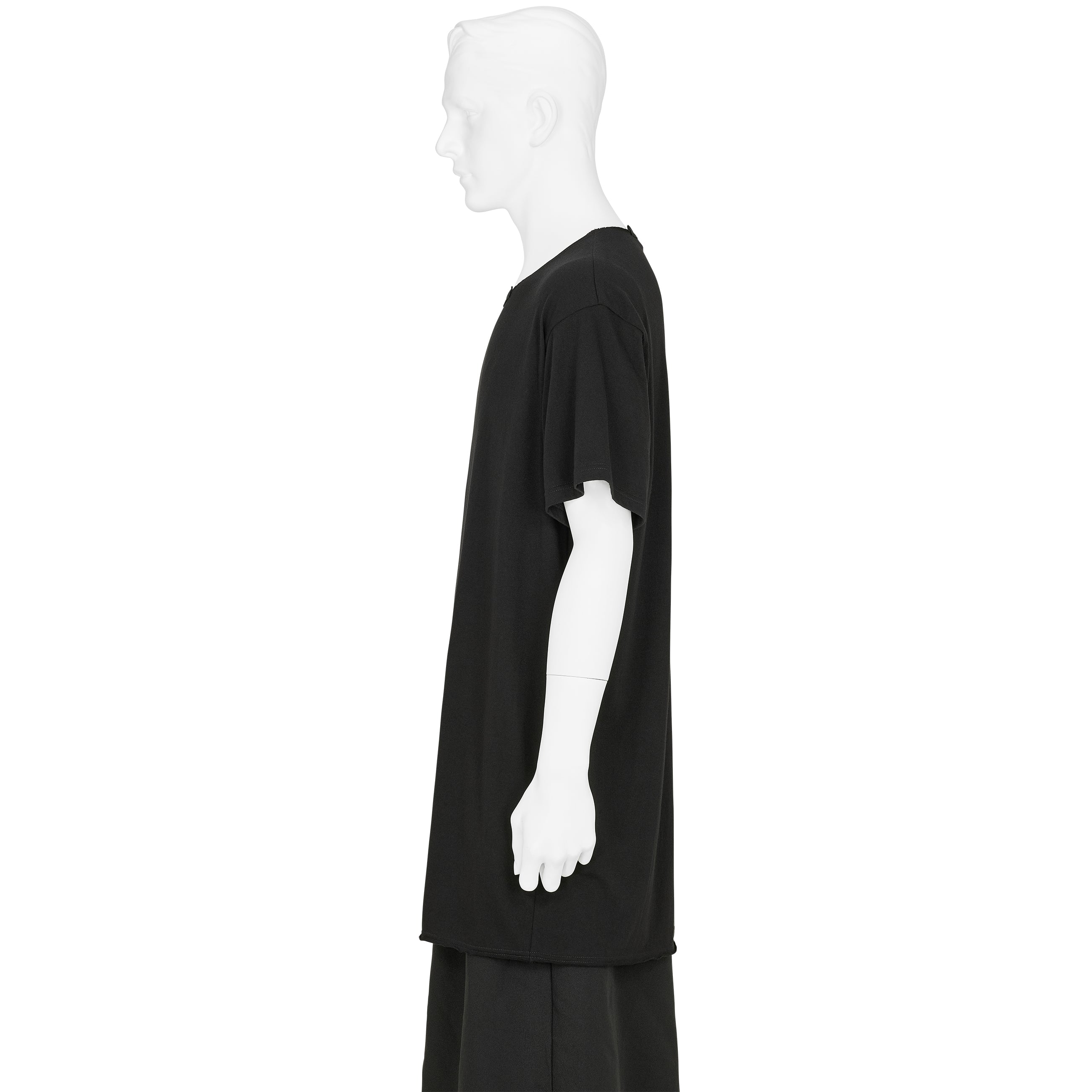 COTTON JERSEY SLIT ROUND NECK TEE BLACK