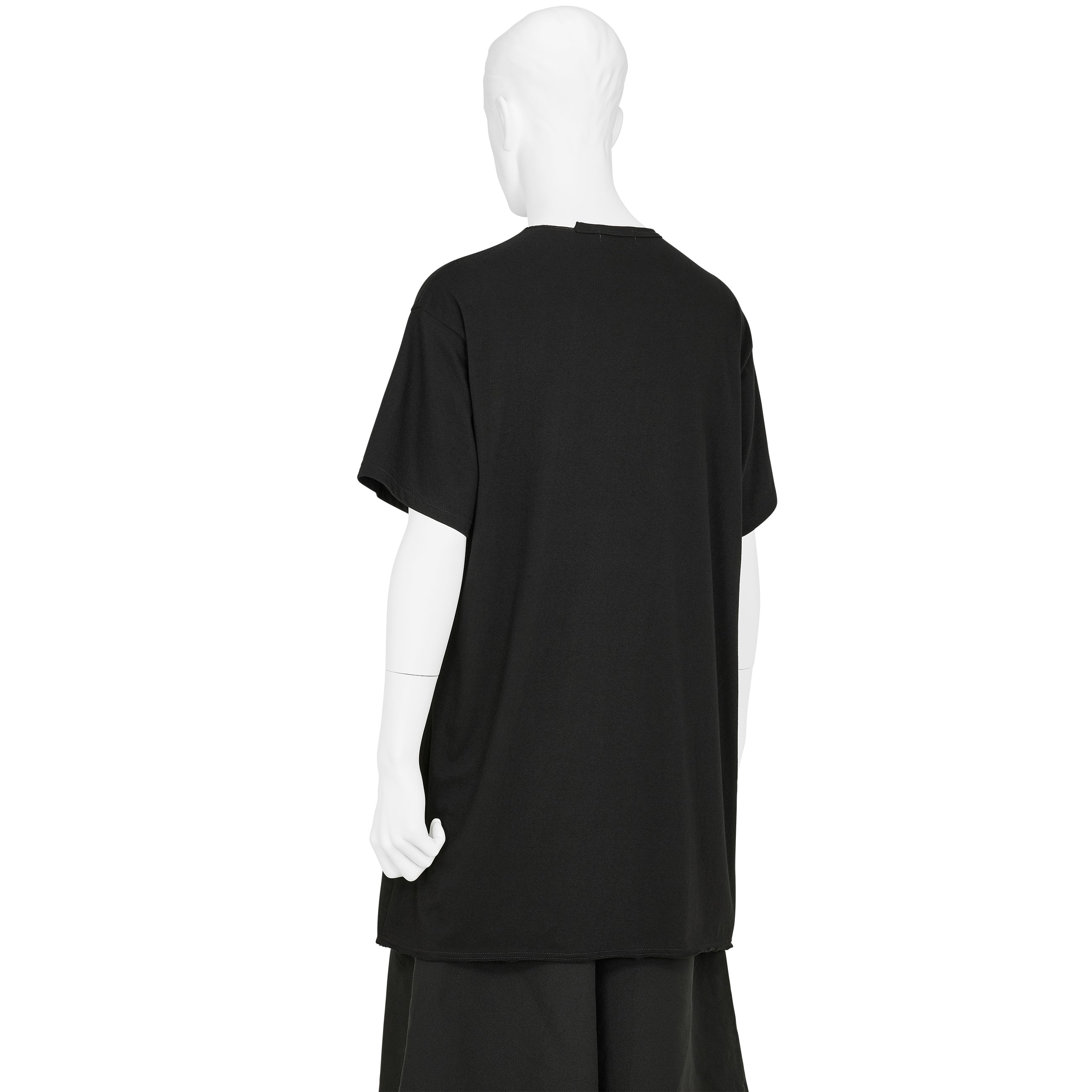 COTTON JERSEY SLIT ROUND NECK TEE BLACK - Yohji Yamamoto POUR