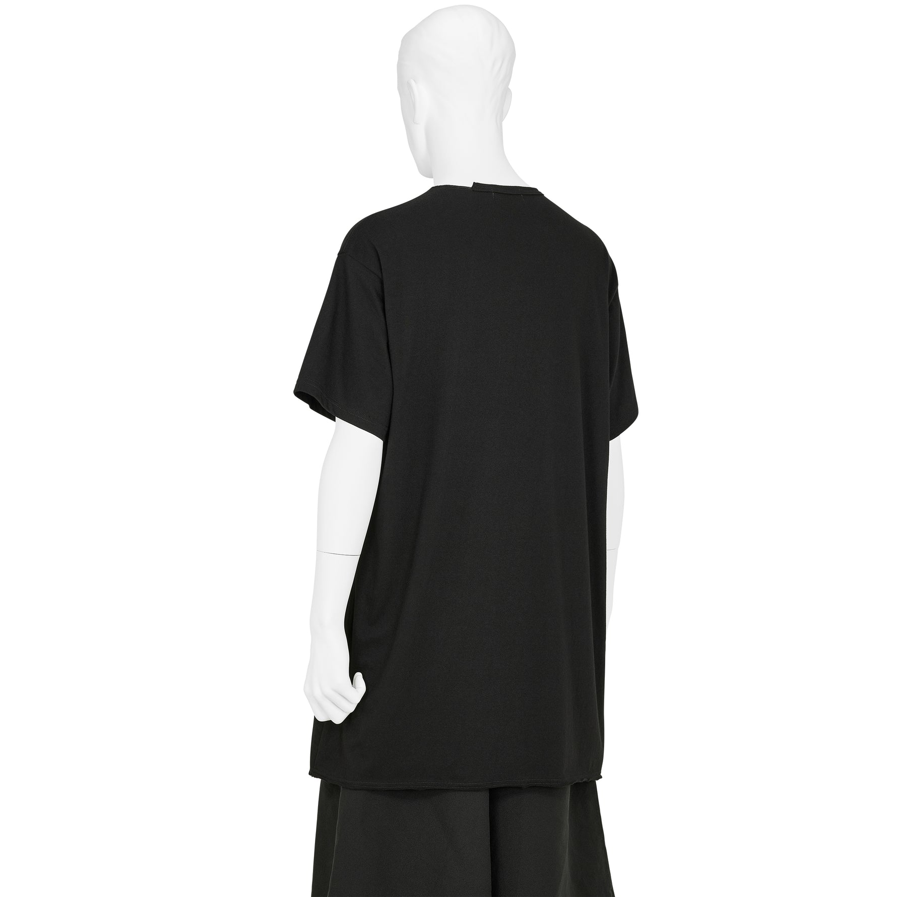 COTTON JERSEY SLIT ROUND NECK TEE BLACK