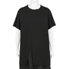 COTTON JERSEY SLIT ROUND NECK TEE BLACK