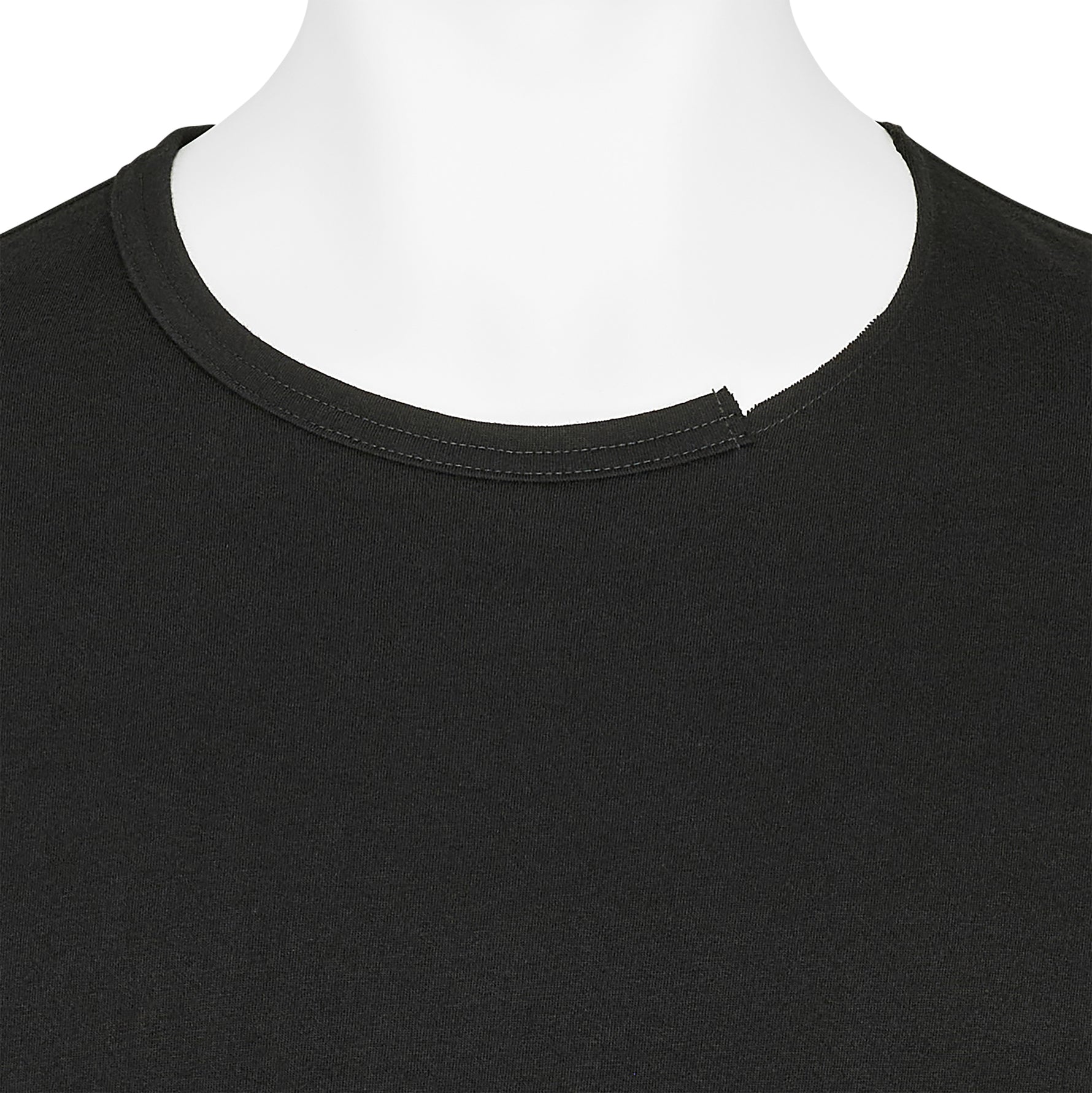 COTTON JERSEY SLIT ROUND NECK TEE BLACK