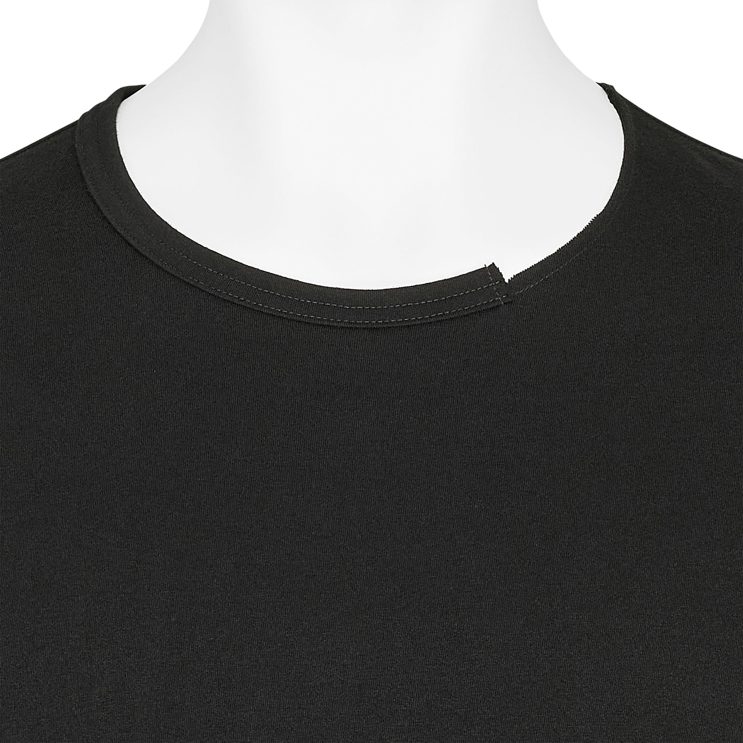 COTTON JERSEY SLIT ROUND NECK TEE BLACK