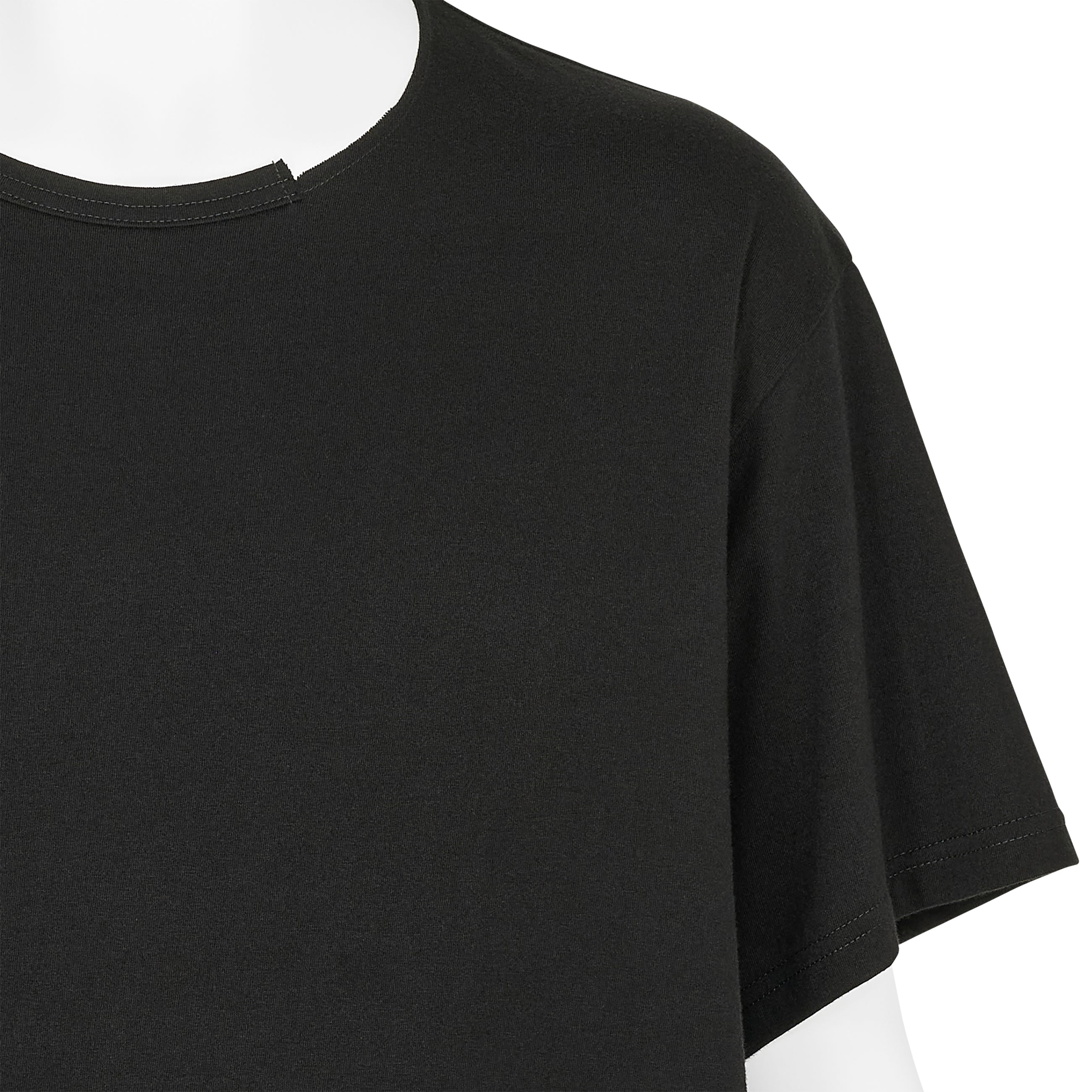 COTTON JERSEY SLIT ROUND NECK TEE BLACK