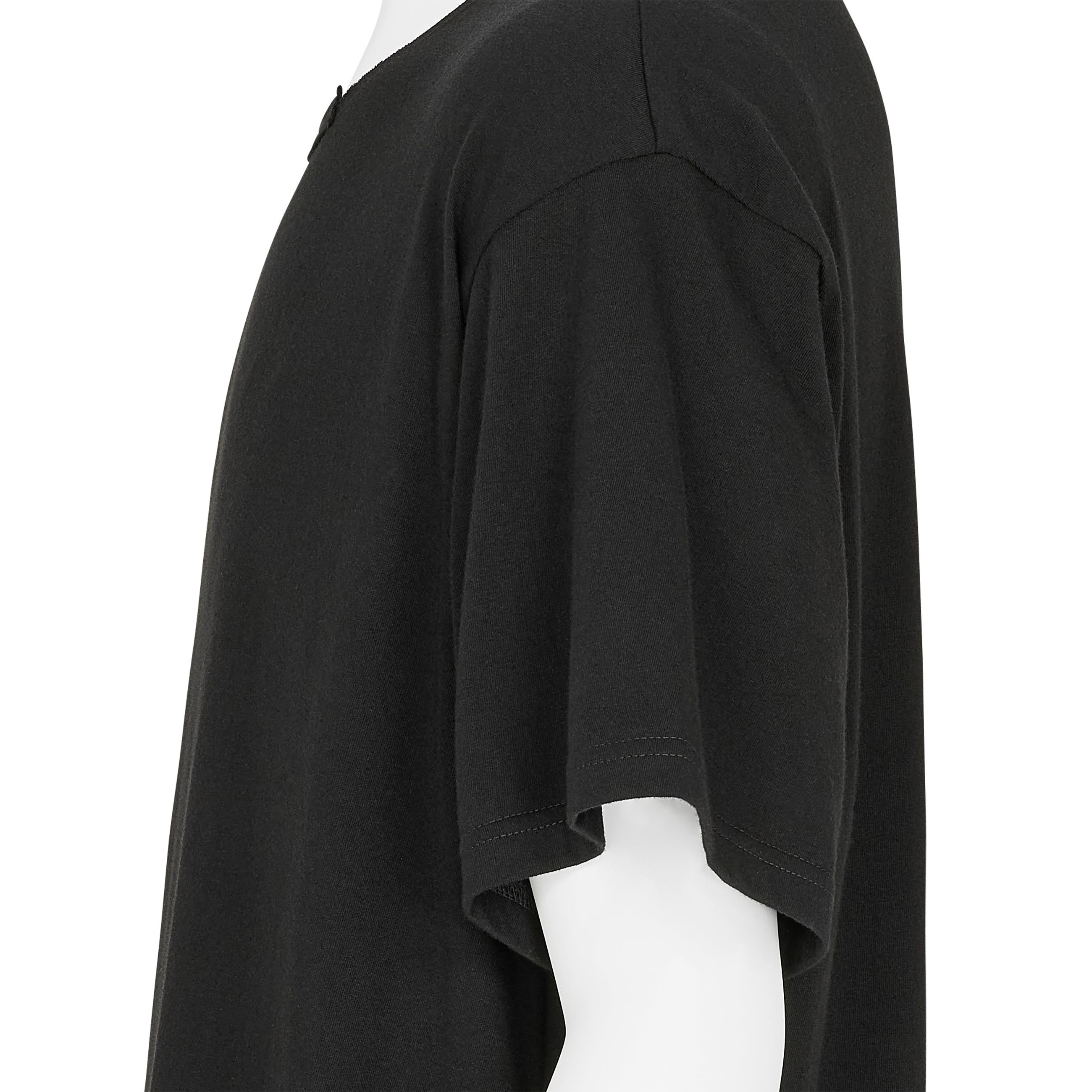 COTTON JERSEY SLIT ROUND NECK TEE BLACK