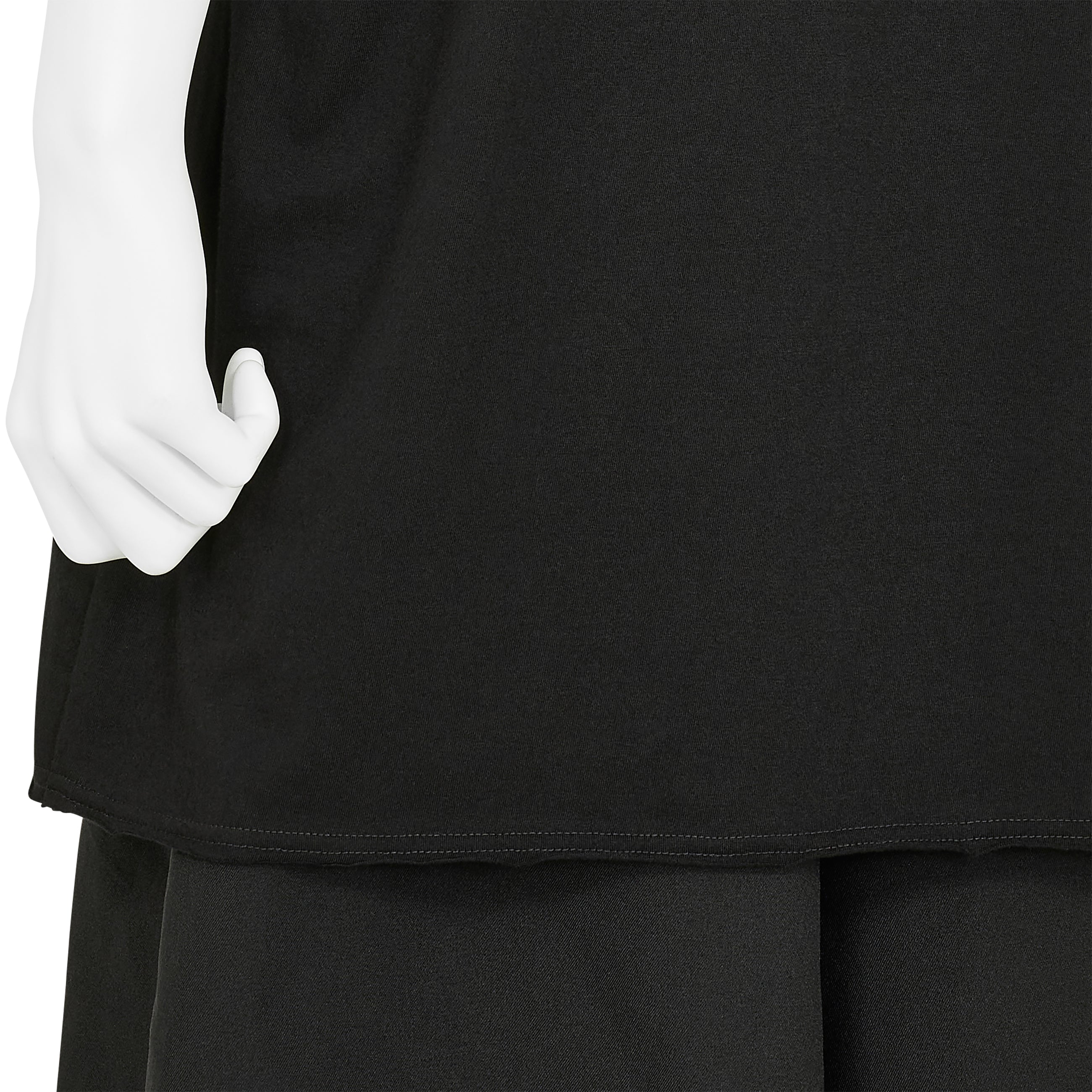 COTTON JERSEY SLIT ROUND NECK TEE BLACK