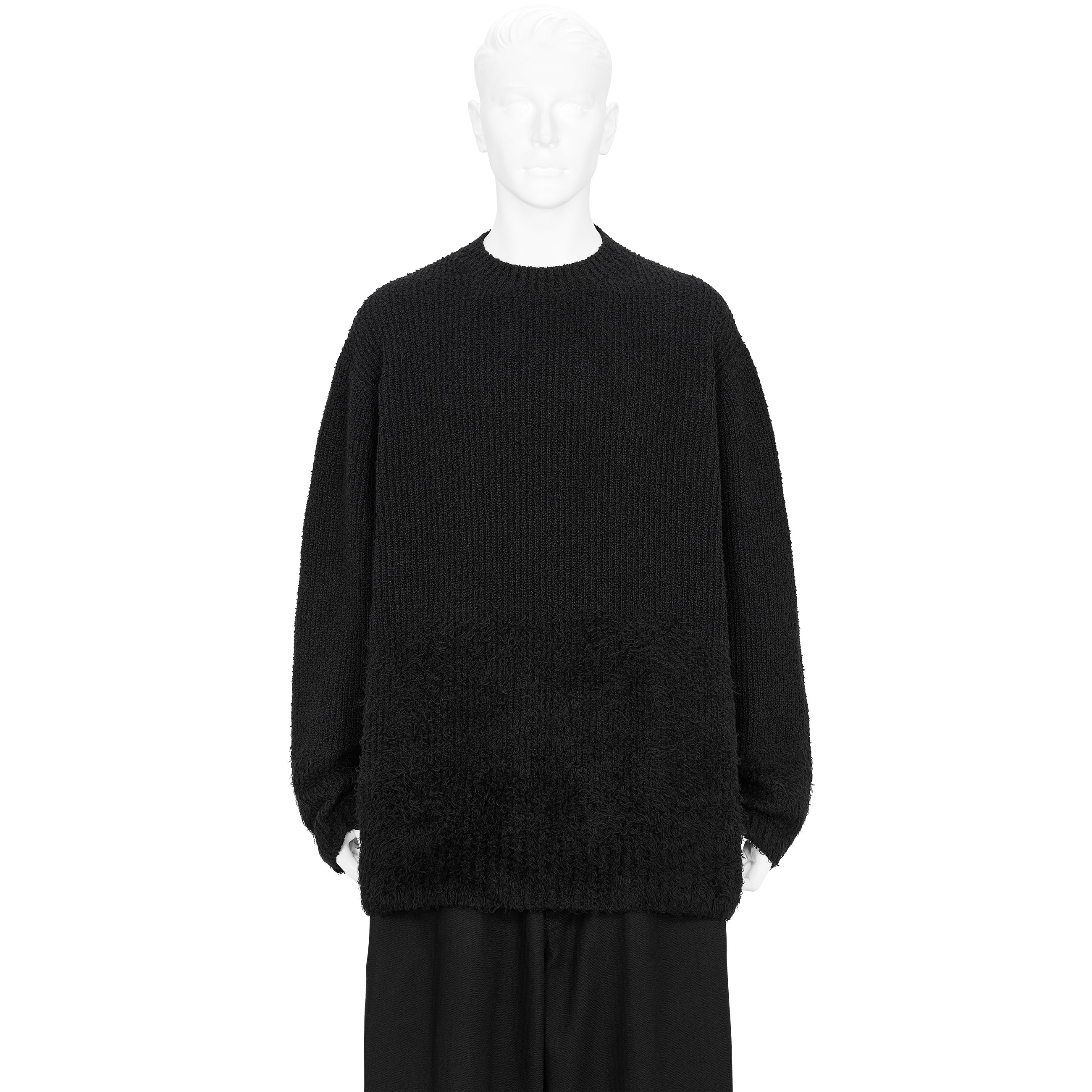 GRADATION CREW NECK KNIT BLACK - Yohji Yamamoto POUR HOMME(ヨウジ