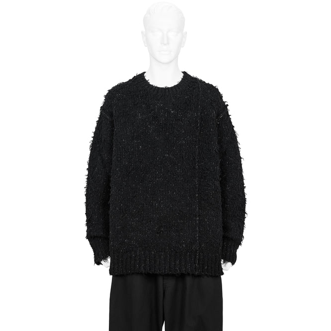 BRUSHED PLAIN STITCH CREW NECK KNIT BLACK