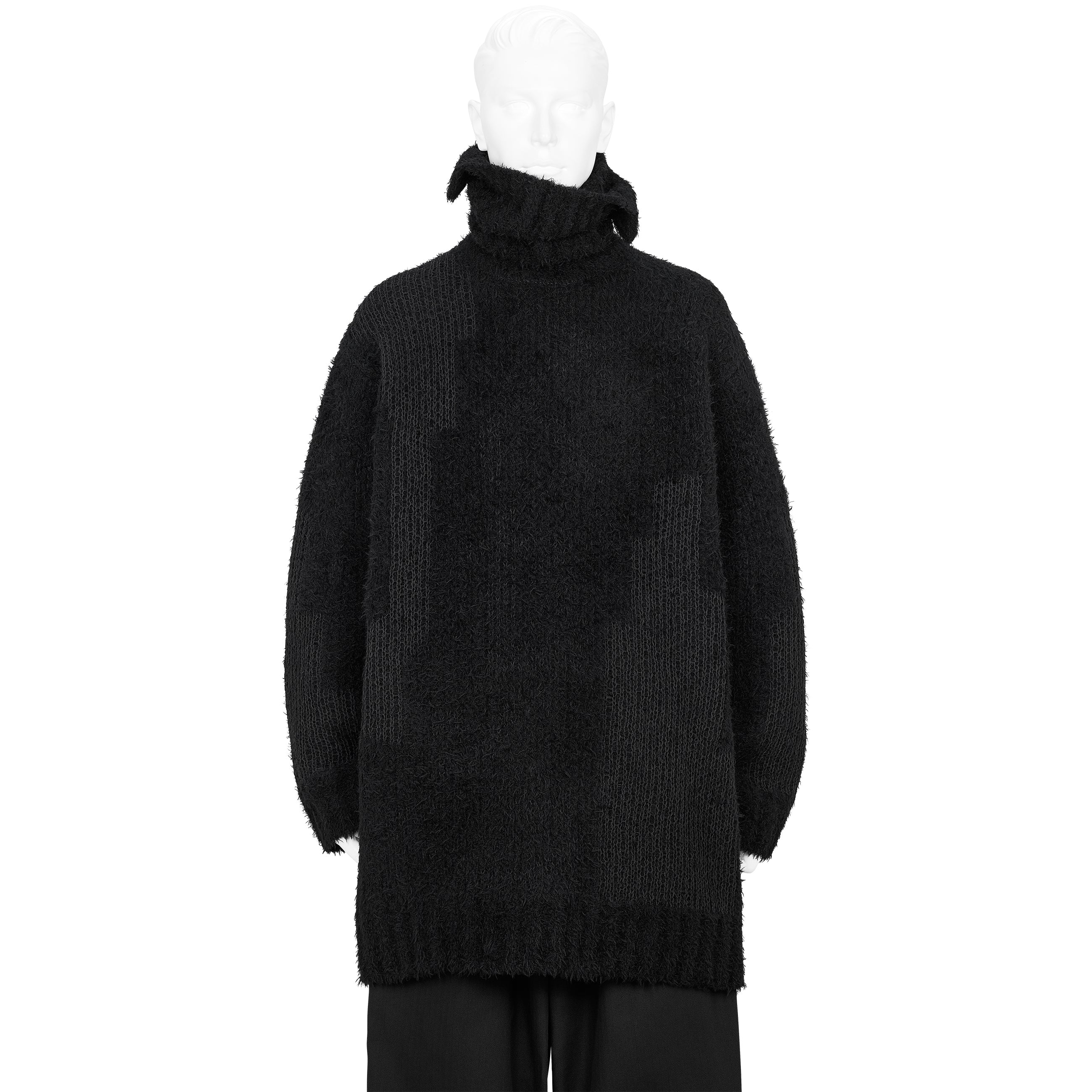 JACQUARD SIDE ZIP HIGH NECK KNIT BLACK