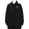 PLAIN STITCH CRASHED HIGH NECK CARDIGAN BLACK