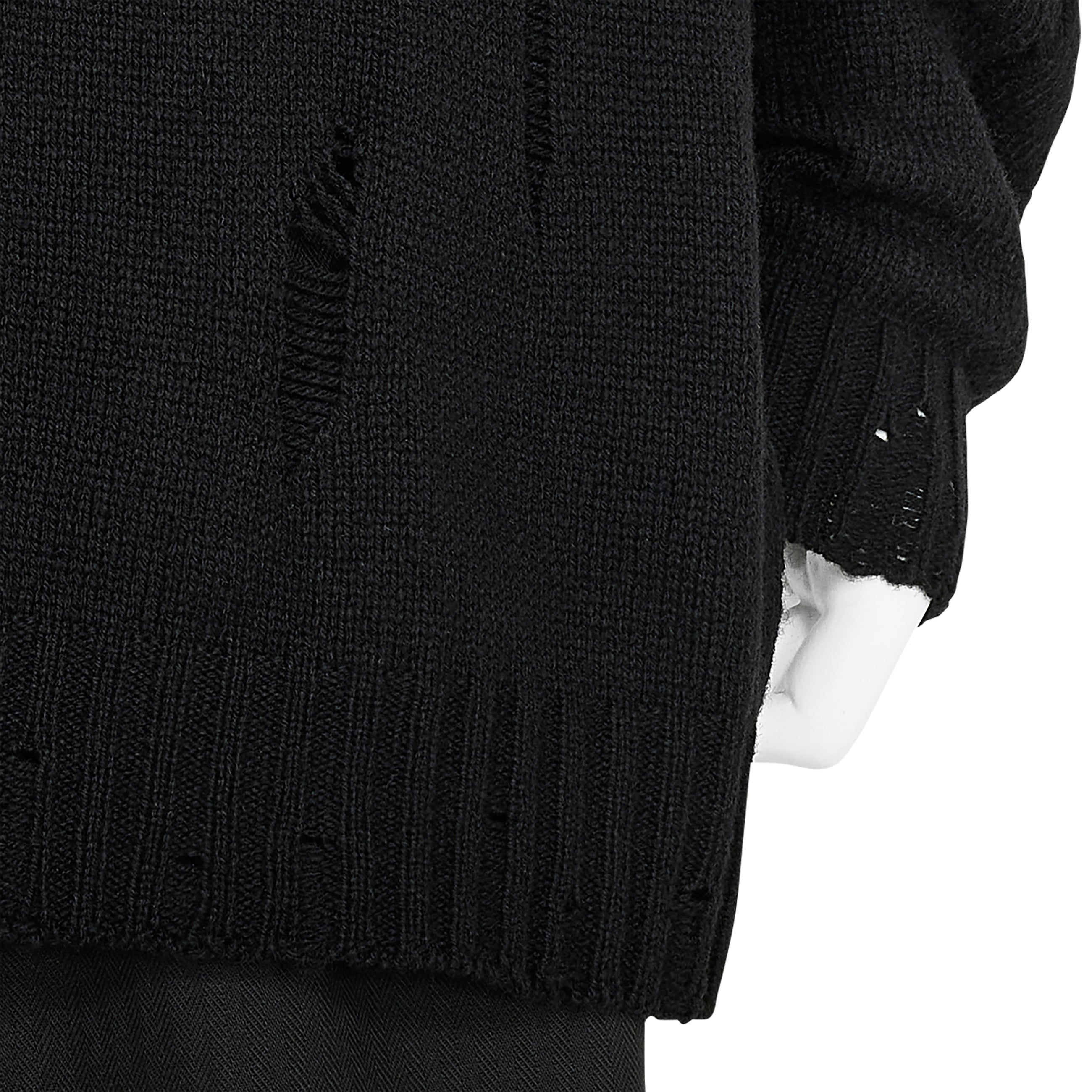 PLAIN STITCH CRASHED HIGH NECK CARDIGAN BLACK