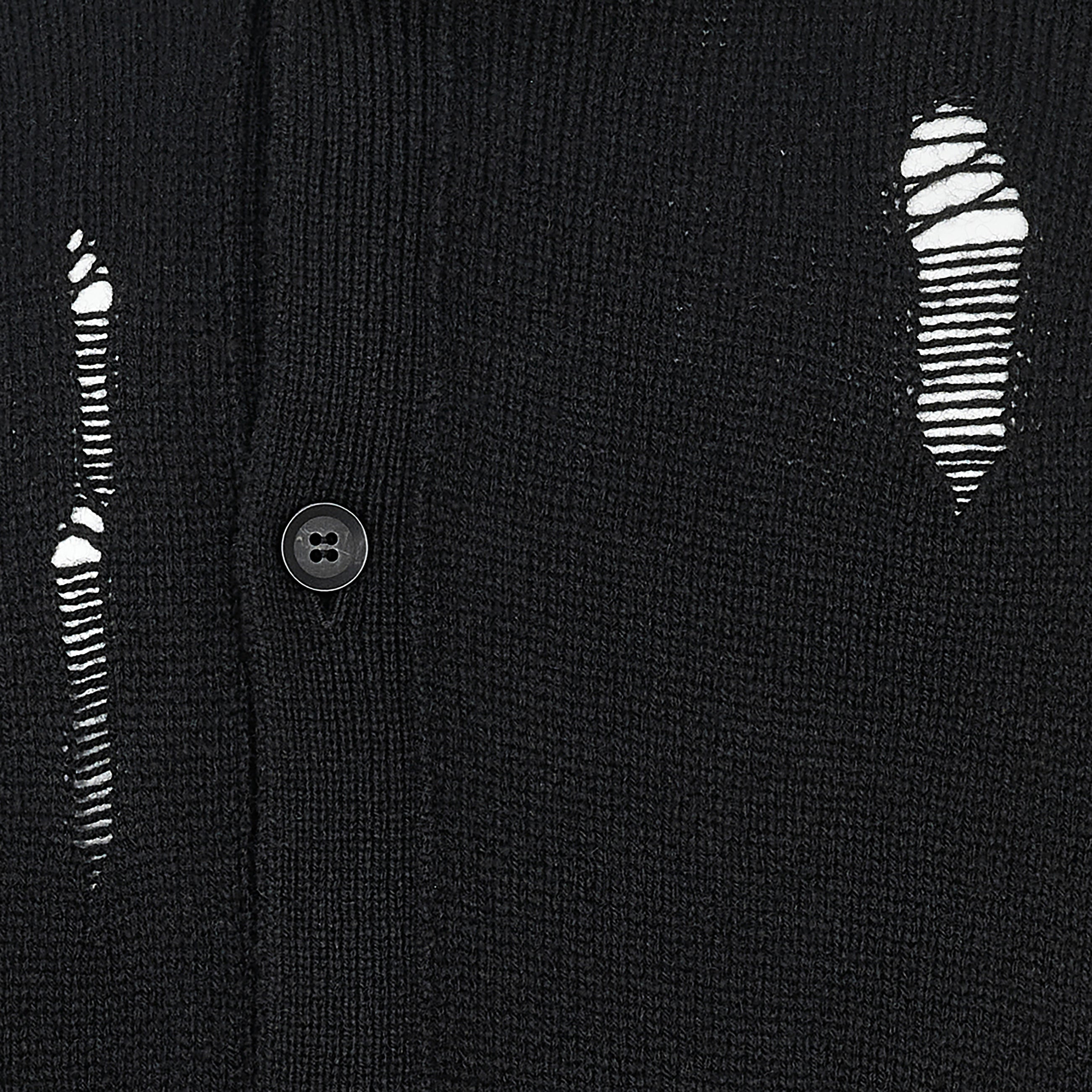 PLAIN STITCH CRASHED HIGH NECK CARDIGAN BLACK