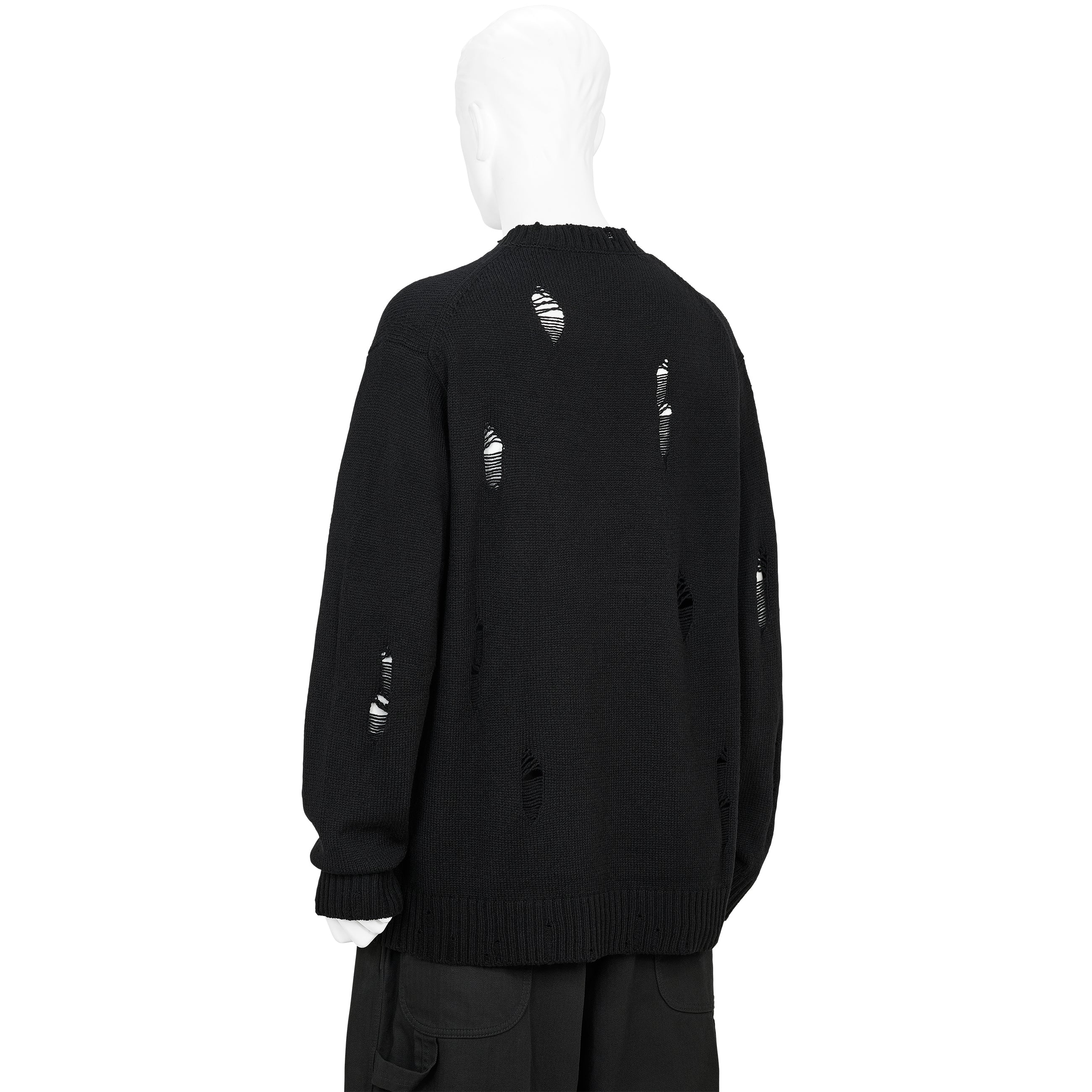 PLAIN STITCH CRASHED CREW NECK KNIT BLACK