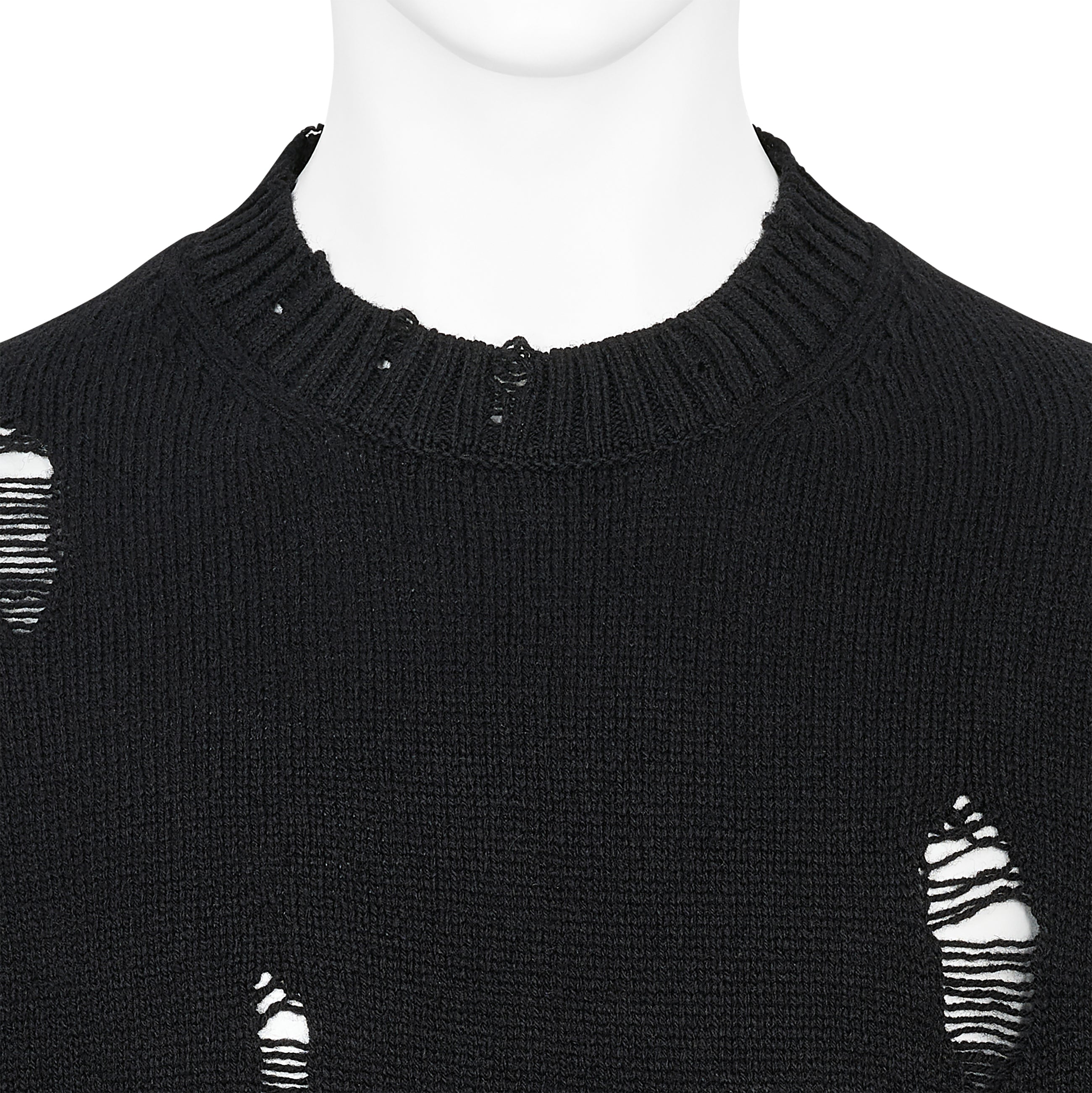 Yohji Yamamoto クルーネックセーター PLAIN STITCH CRASHED CREW NECK KNIT BLACK - Yohji Yamamoto POUR