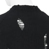 PLAIN STITCH CRASHED CREW NECK KNIT BLACK
