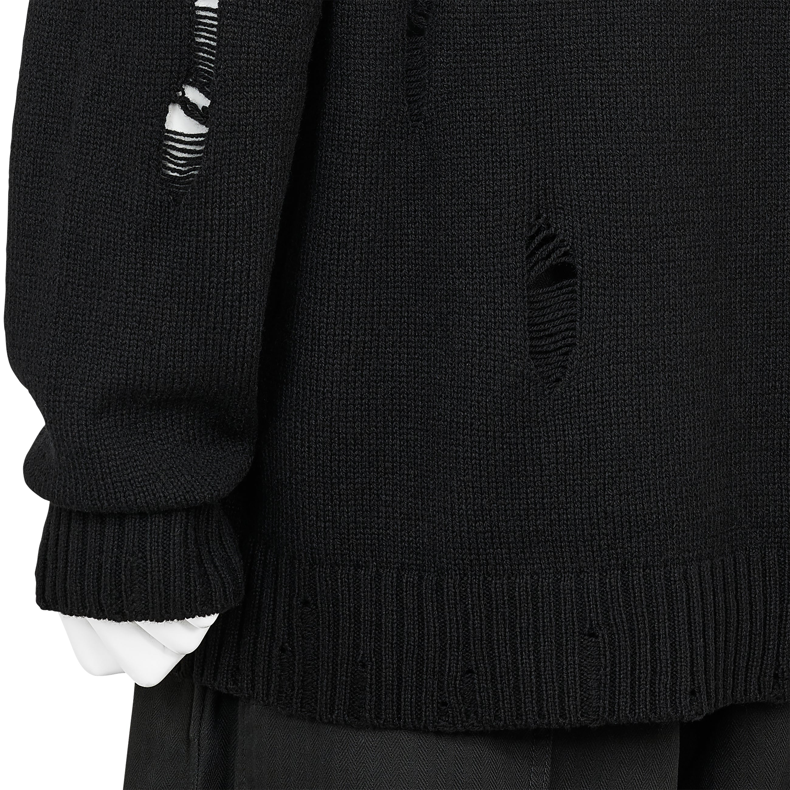 PLAIN STITCH CRASHED CREW NECK KNIT BLACK