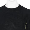 PLAIN STITCH EMBROIDERY CREW NECK KNIT BLACK