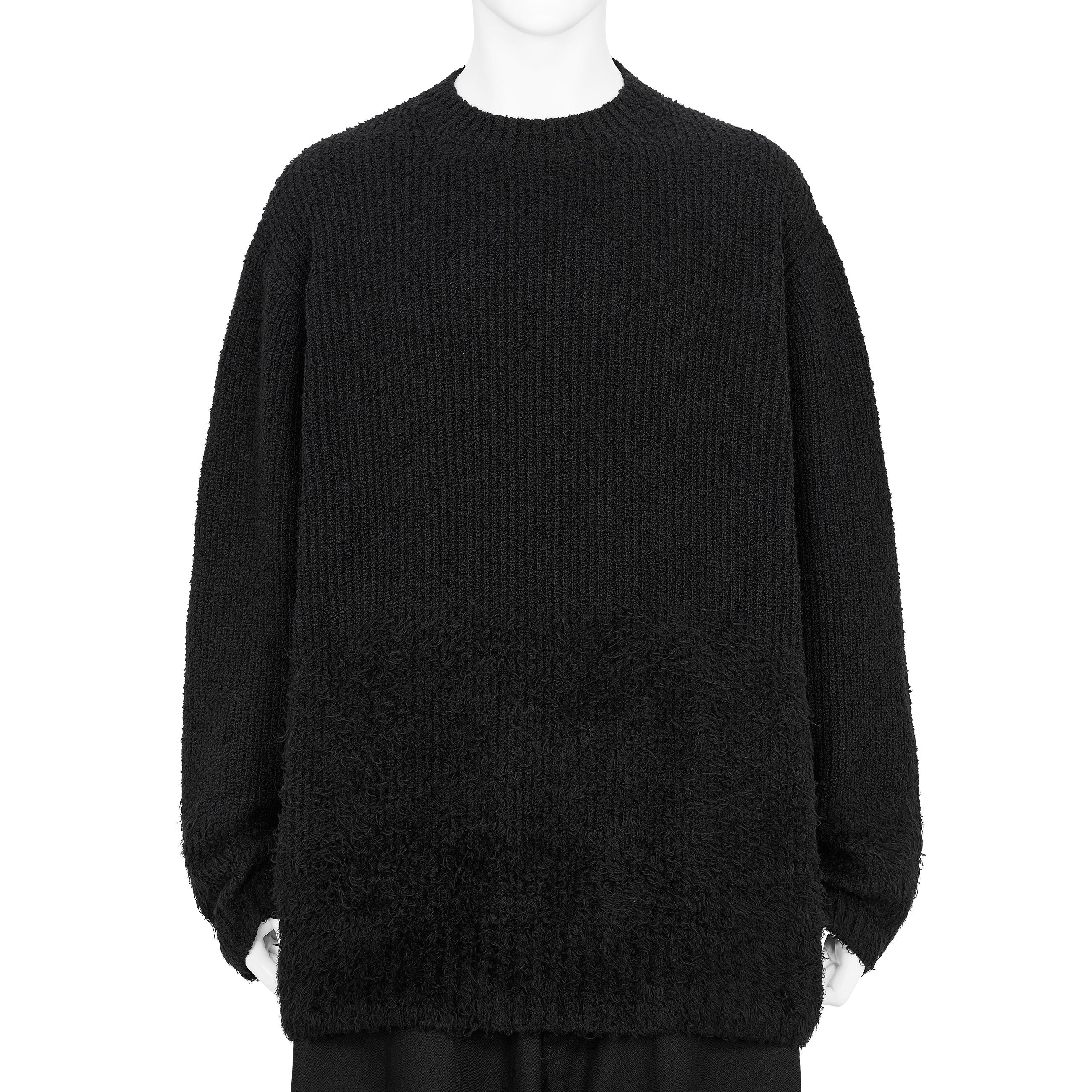 GRADATION CREW NECK KNIT BLACK - Yohji Yamamoto POUR HOMME(ヨウジ