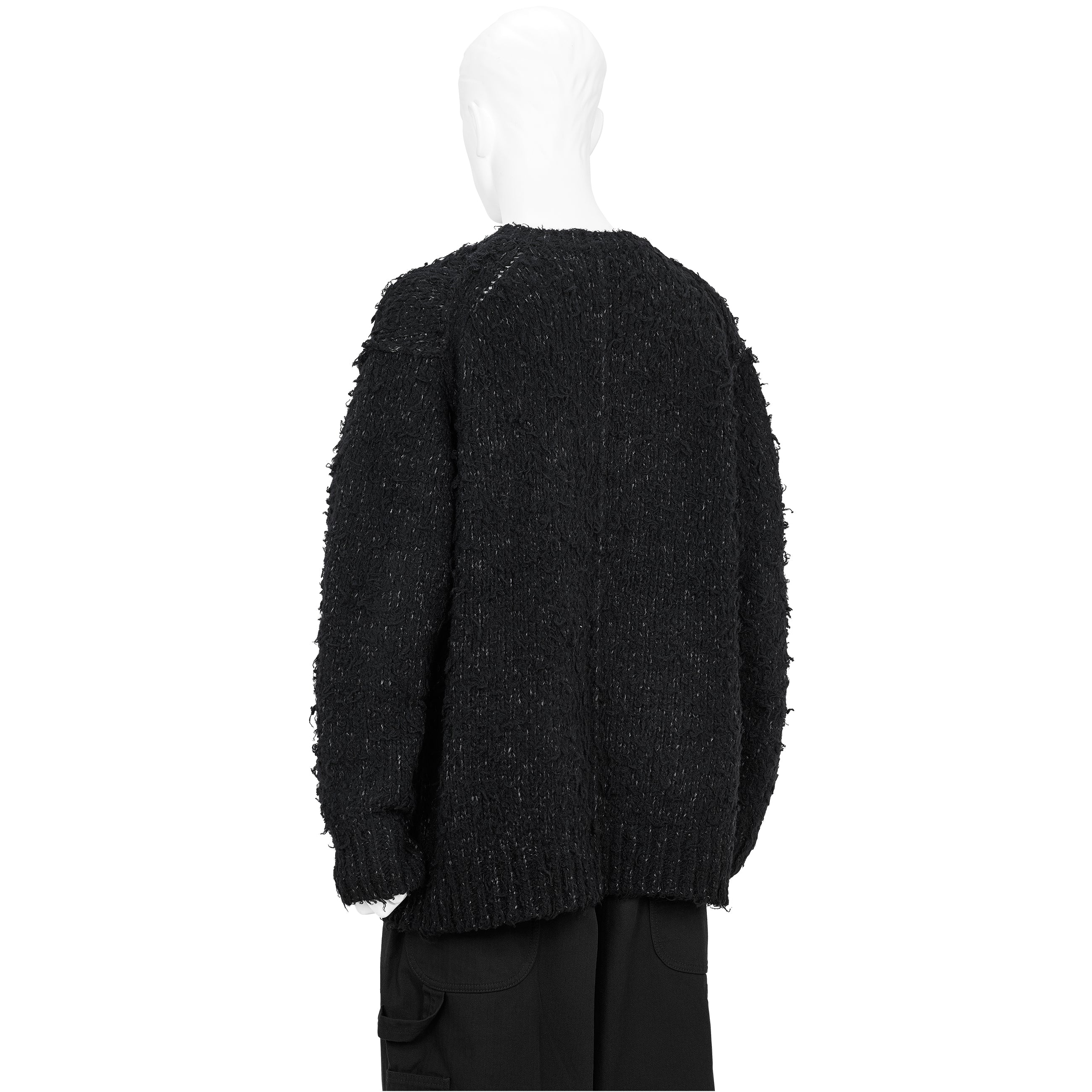 BRUSHED PLAIN STITCH CREW NECK KNIT BLACK