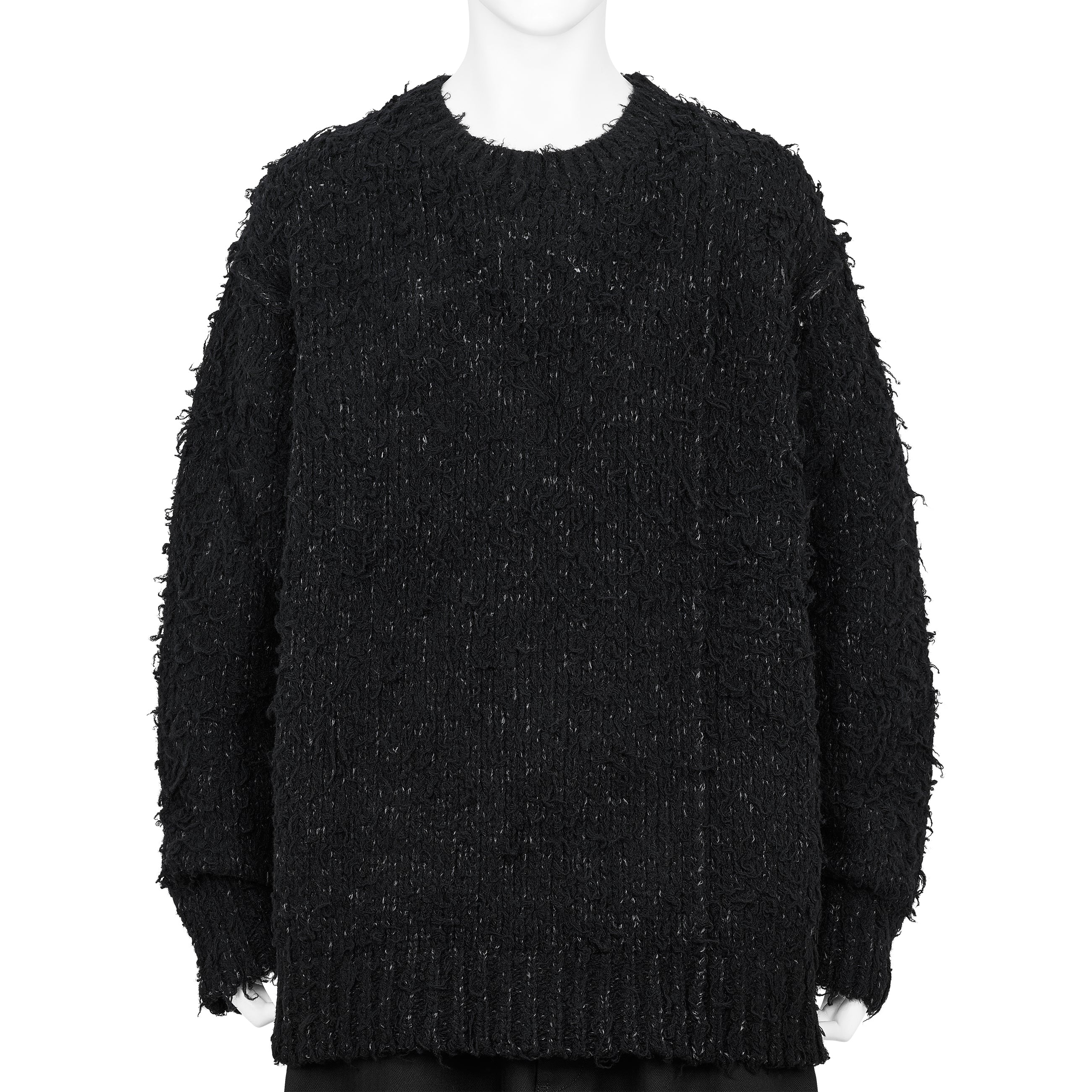 BRUSHED PLAIN STITCH CREW NECK KNIT BLACK