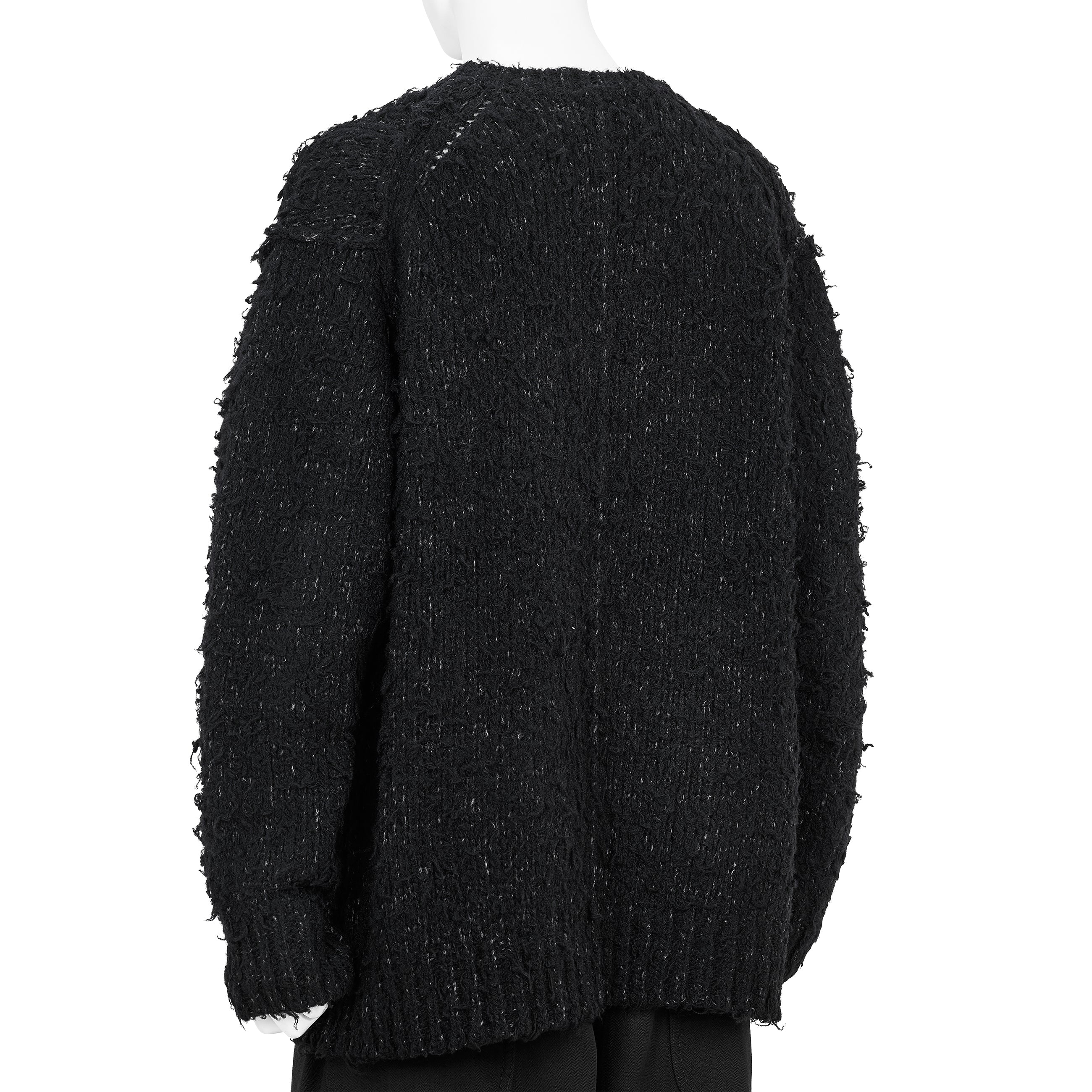 BRUSHED PLAIN STITCH CREW NECK KNIT BLACK - Yohji Yamamoto POUR
