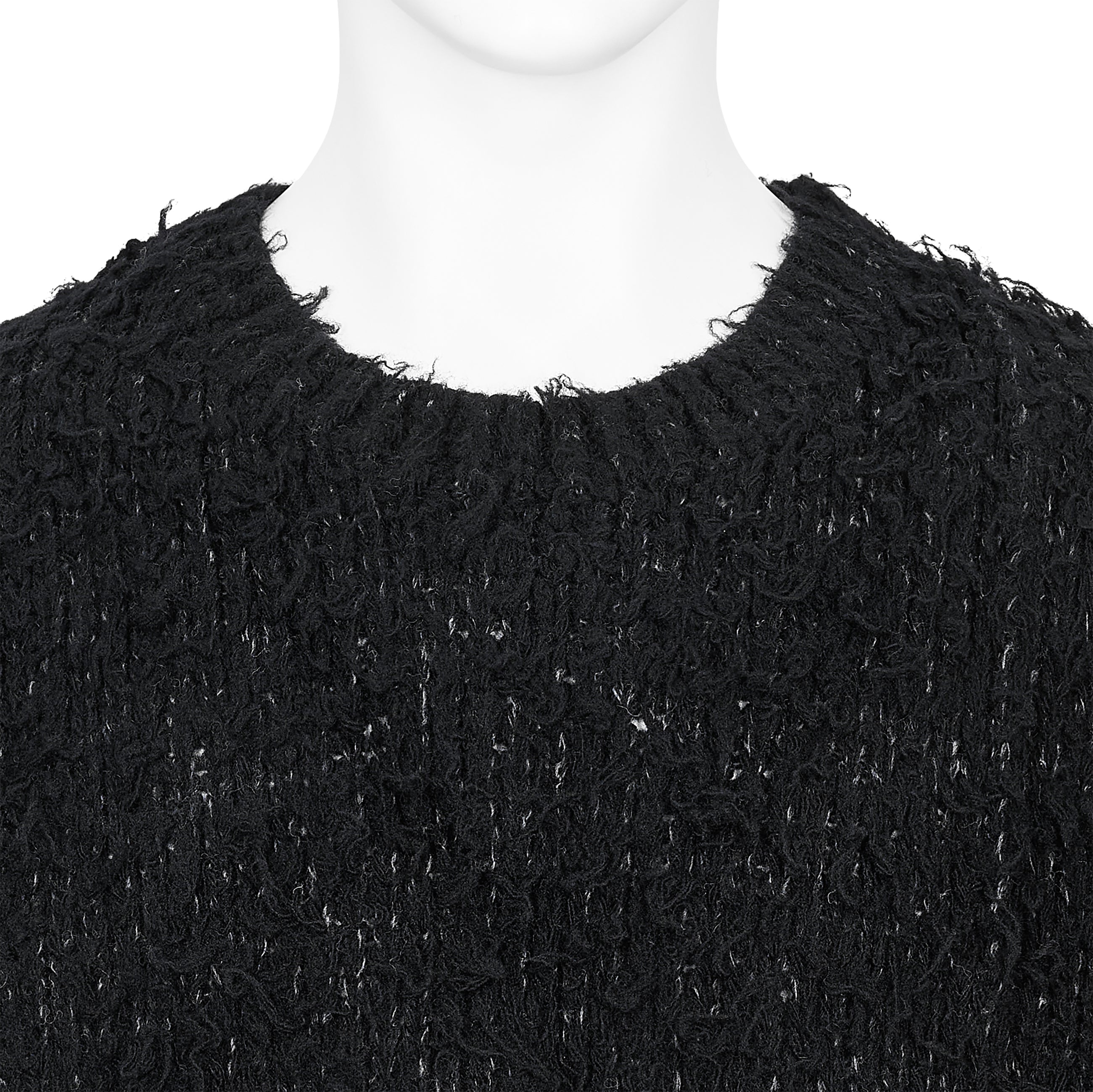 BRUSHED PLAIN STITCH CREW NECK KNIT BLACK - Yohji Yamamoto POUR