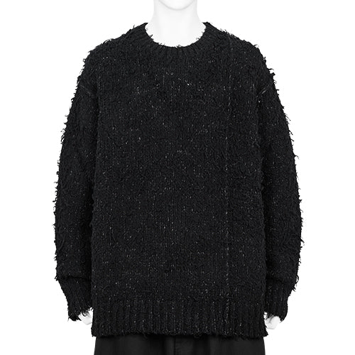 Yohji Yamamoto ➕Noir デザインニット Yohji Yamamoto NOIR Wool Blended Neck-opened Knit Top Grey 2 (K