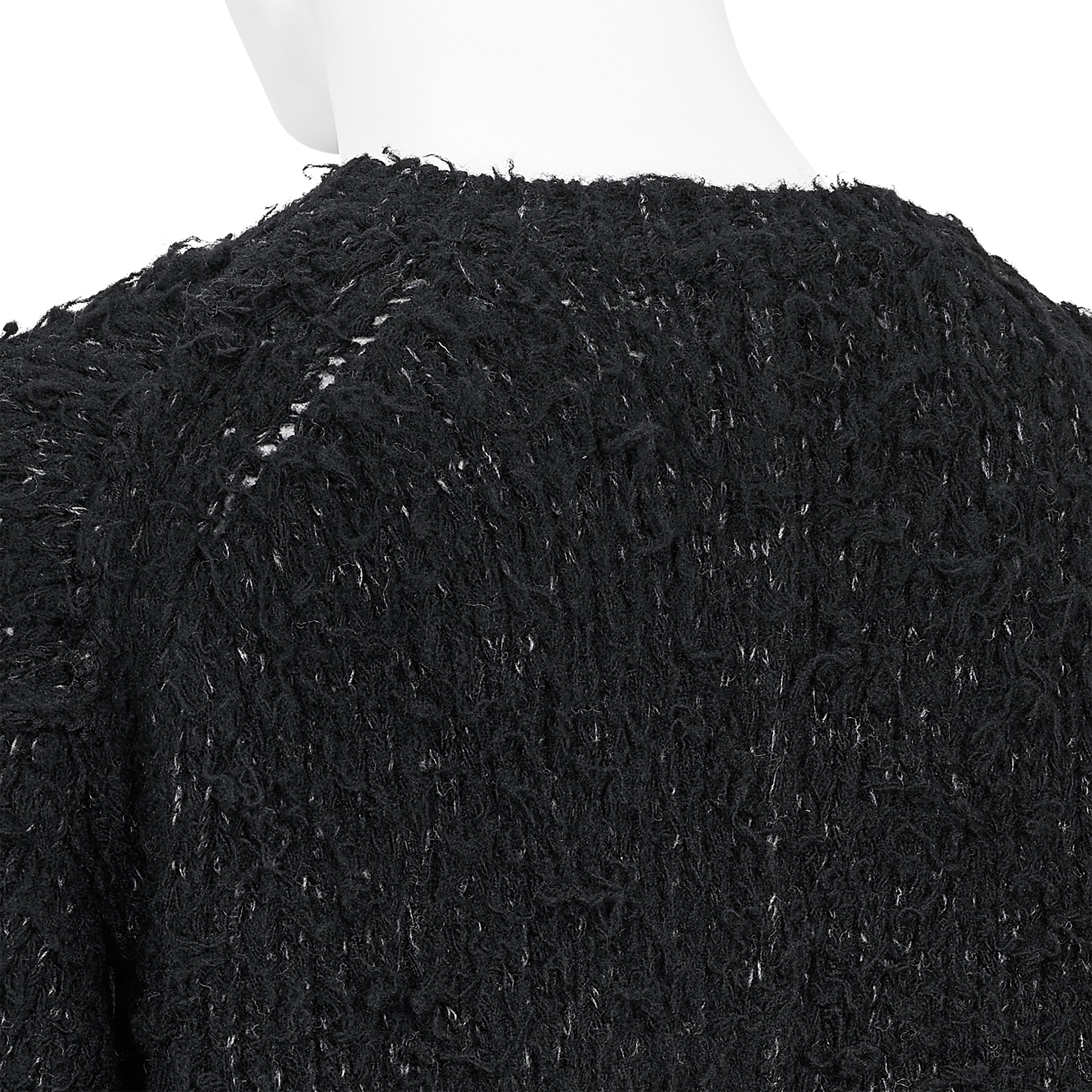 BRUSHED PLAIN STITCH CREW NECK KNIT BLACK - Yohji Yamamoto POUR