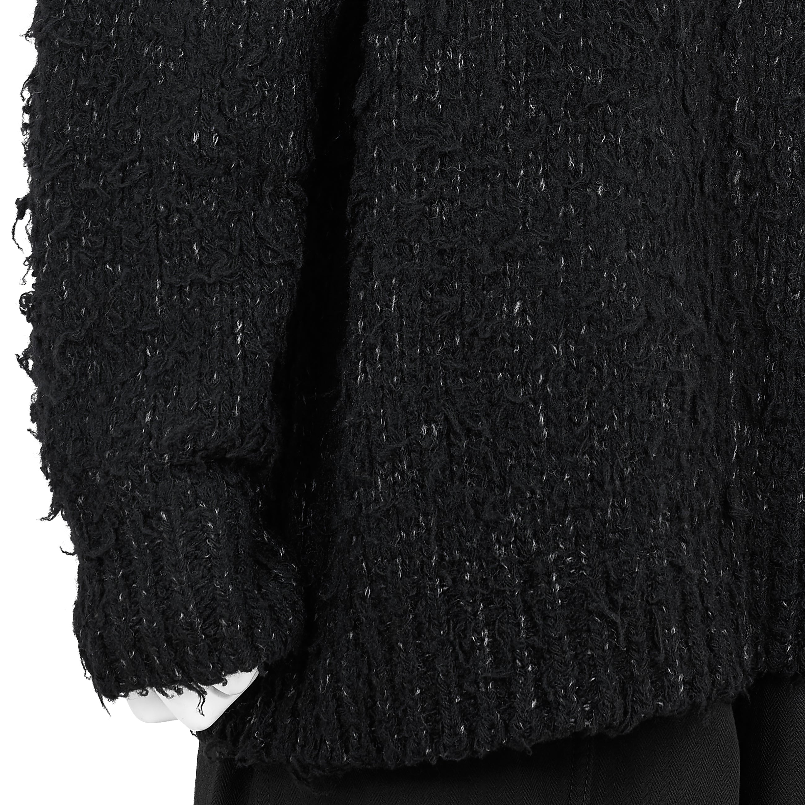BRUSHED PLAIN STITCH CREW NECK KNIT BLACK