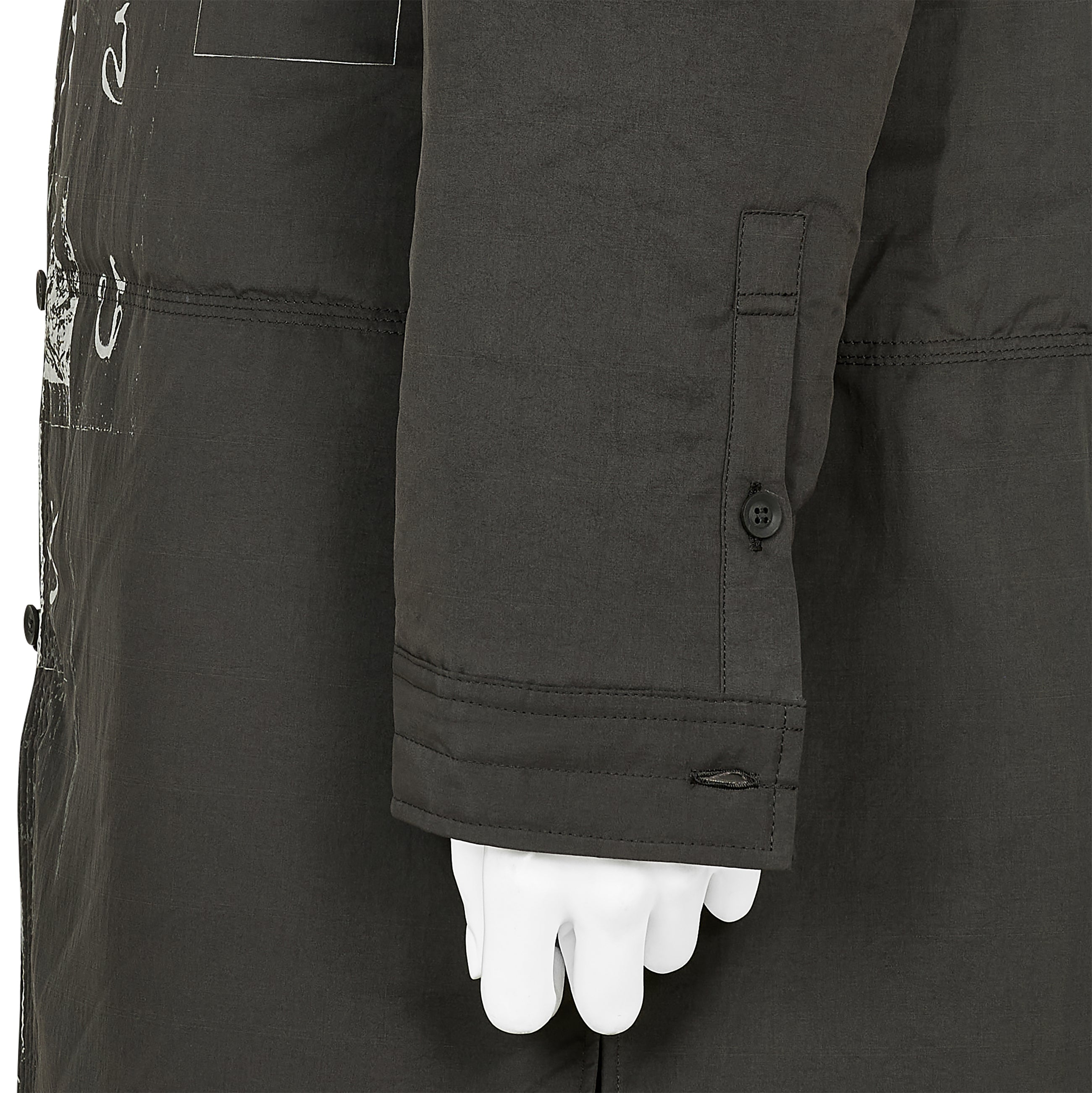 DESSIN MOTIF STAND COLLAR PADDED JACKET BLACK