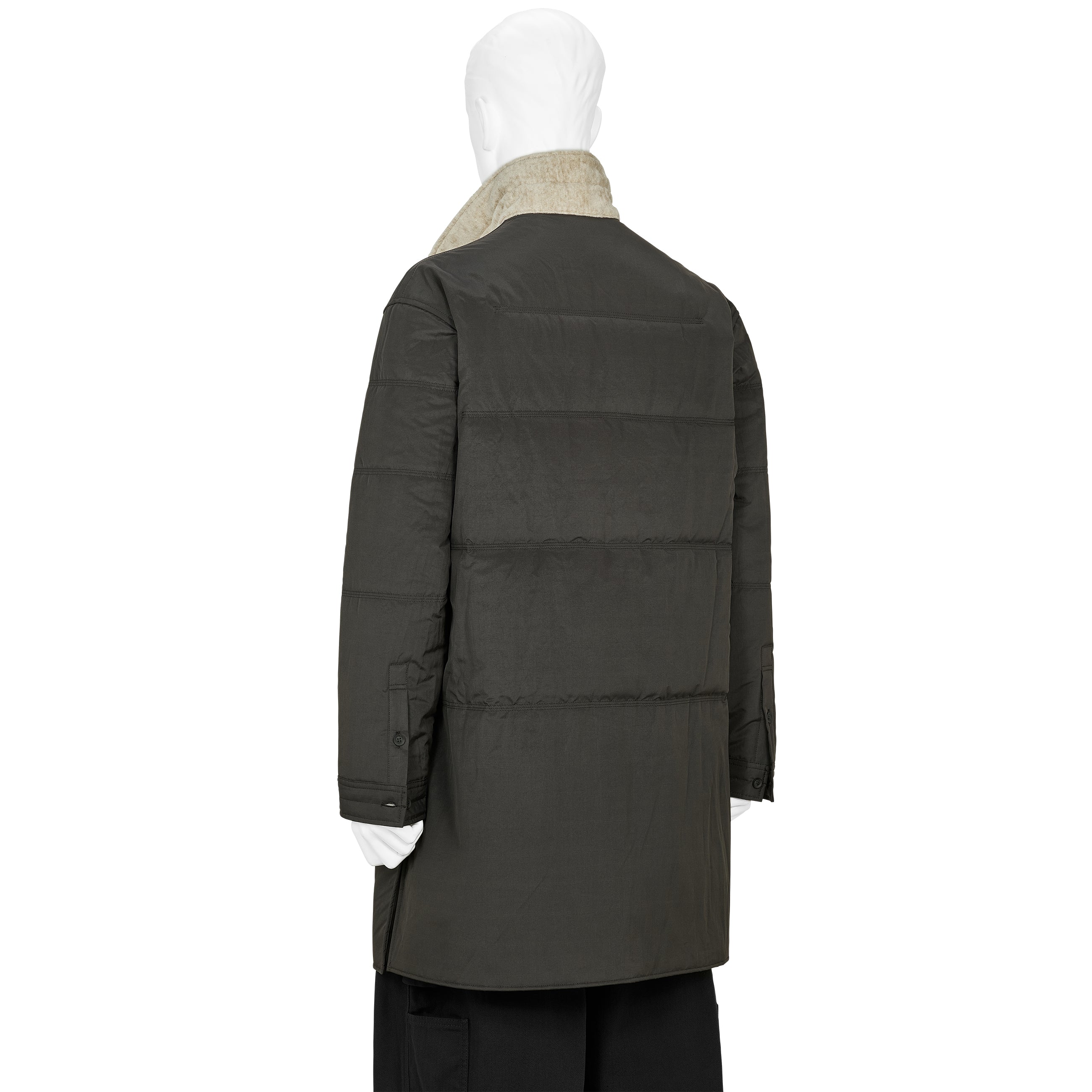 DESSIN MOTIF STAND COLLAR PADDED JACKET BLACK