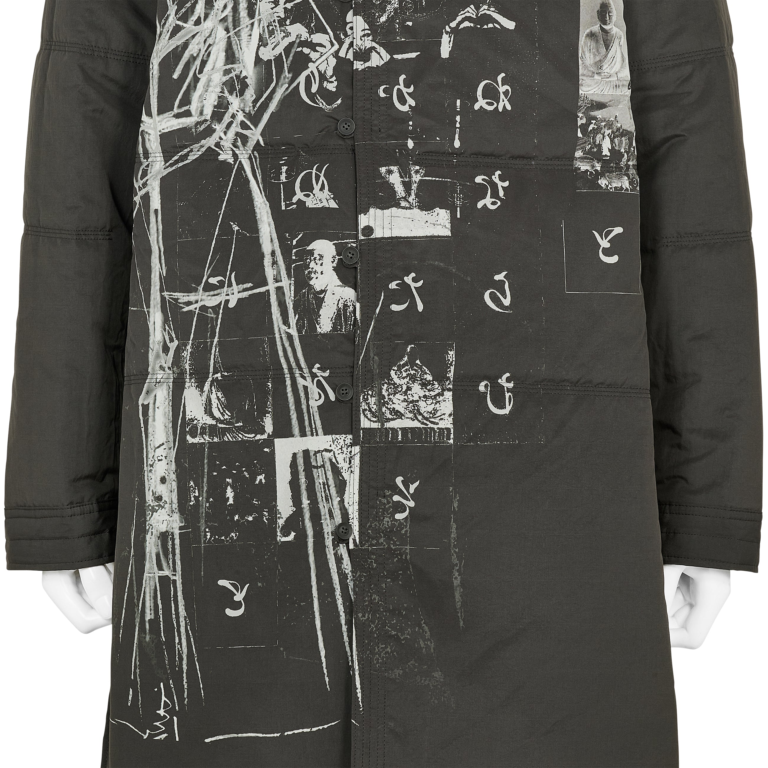 DESSIN MOTIF STAND COLLAR PADDED JACKET BLACK