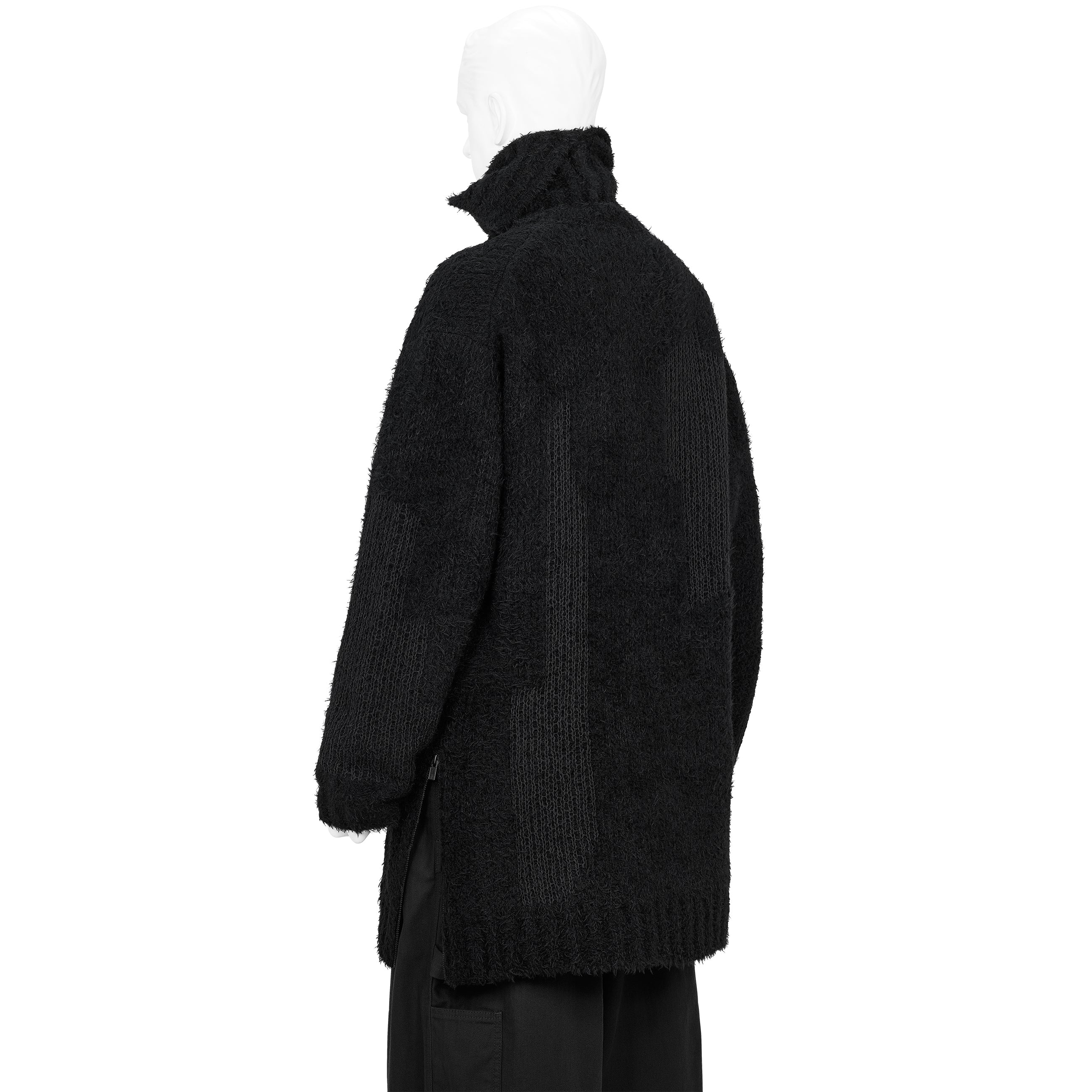 JACQUARD SIDE ZIP HIGH NECK KNIT BLACK