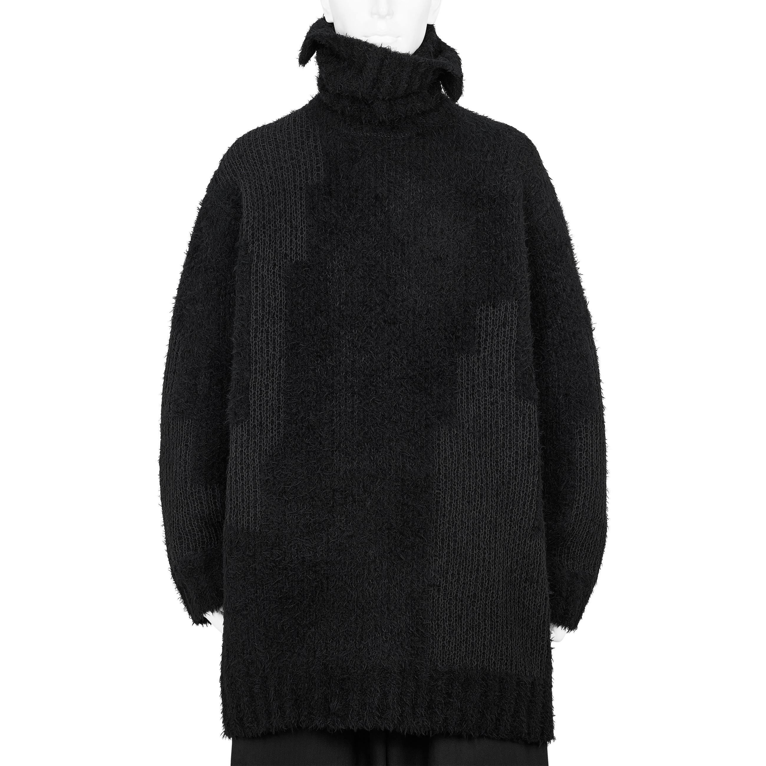 JACQUARD SIDE ZIP HIGH NECK KNIT BLACK