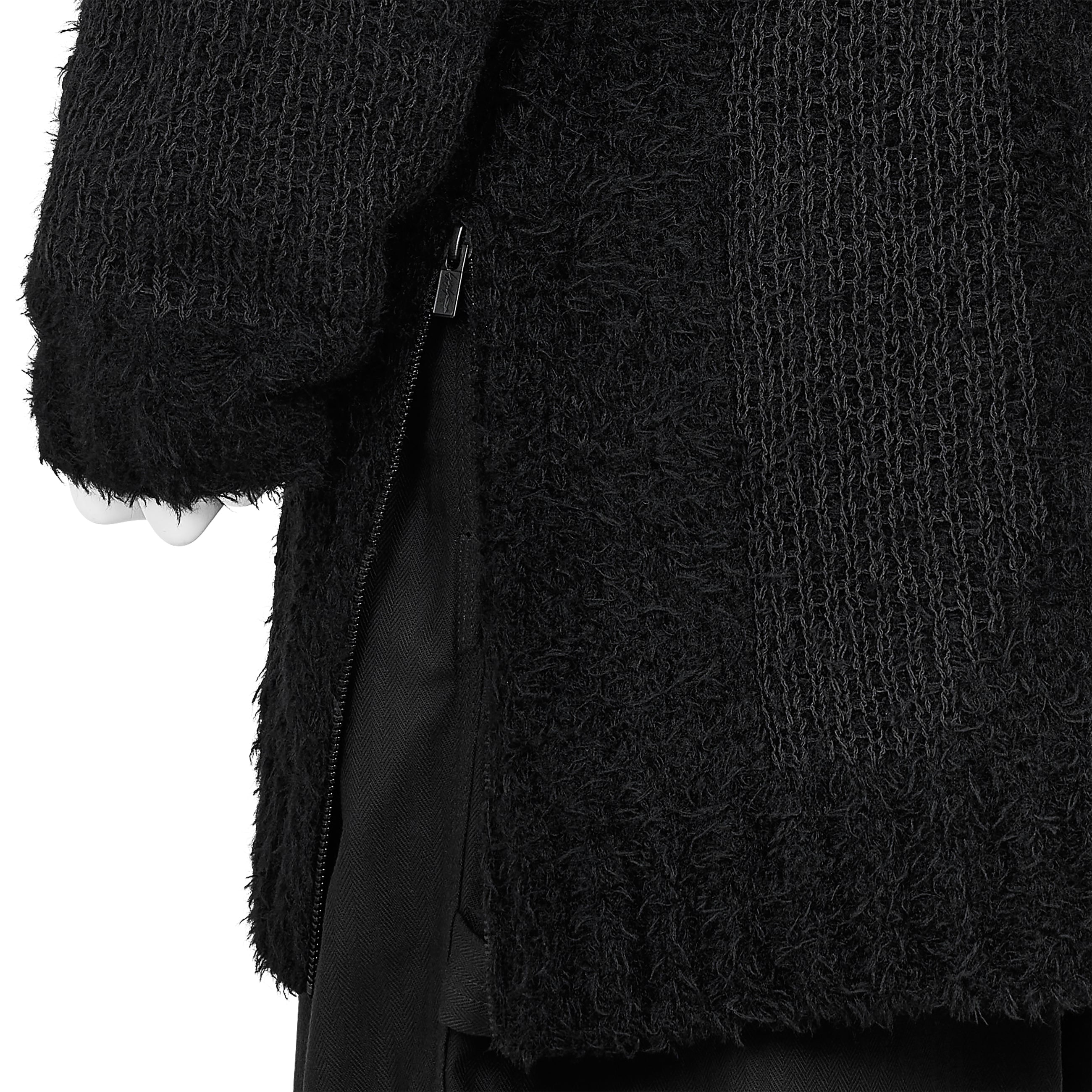 JACQUARD SIDE ZIP HIGH NECK KNIT BLACK