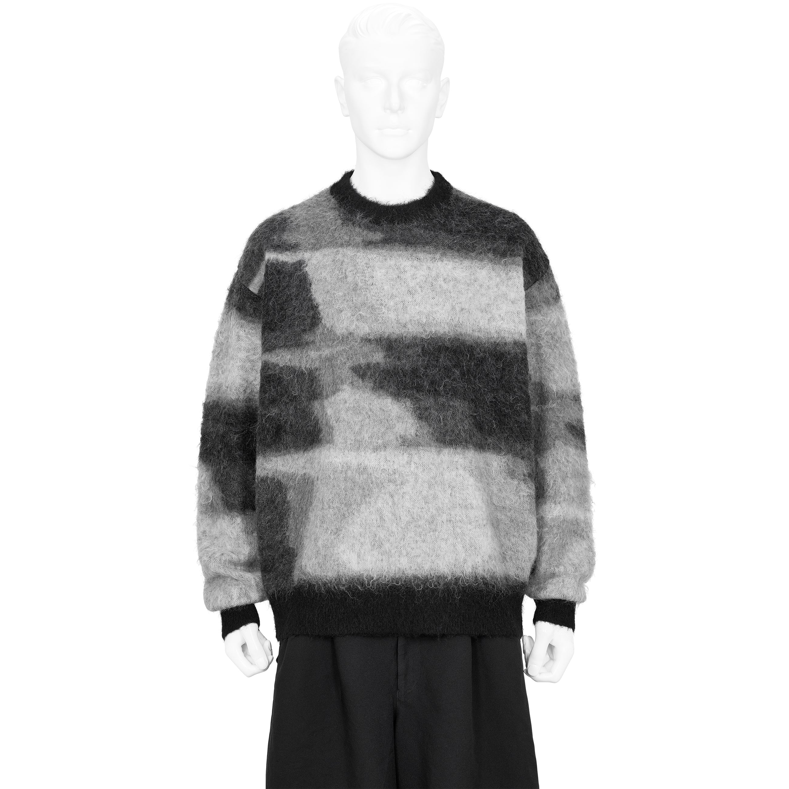KID MOHAIR JACQUARD KNIT BEAM BLACK