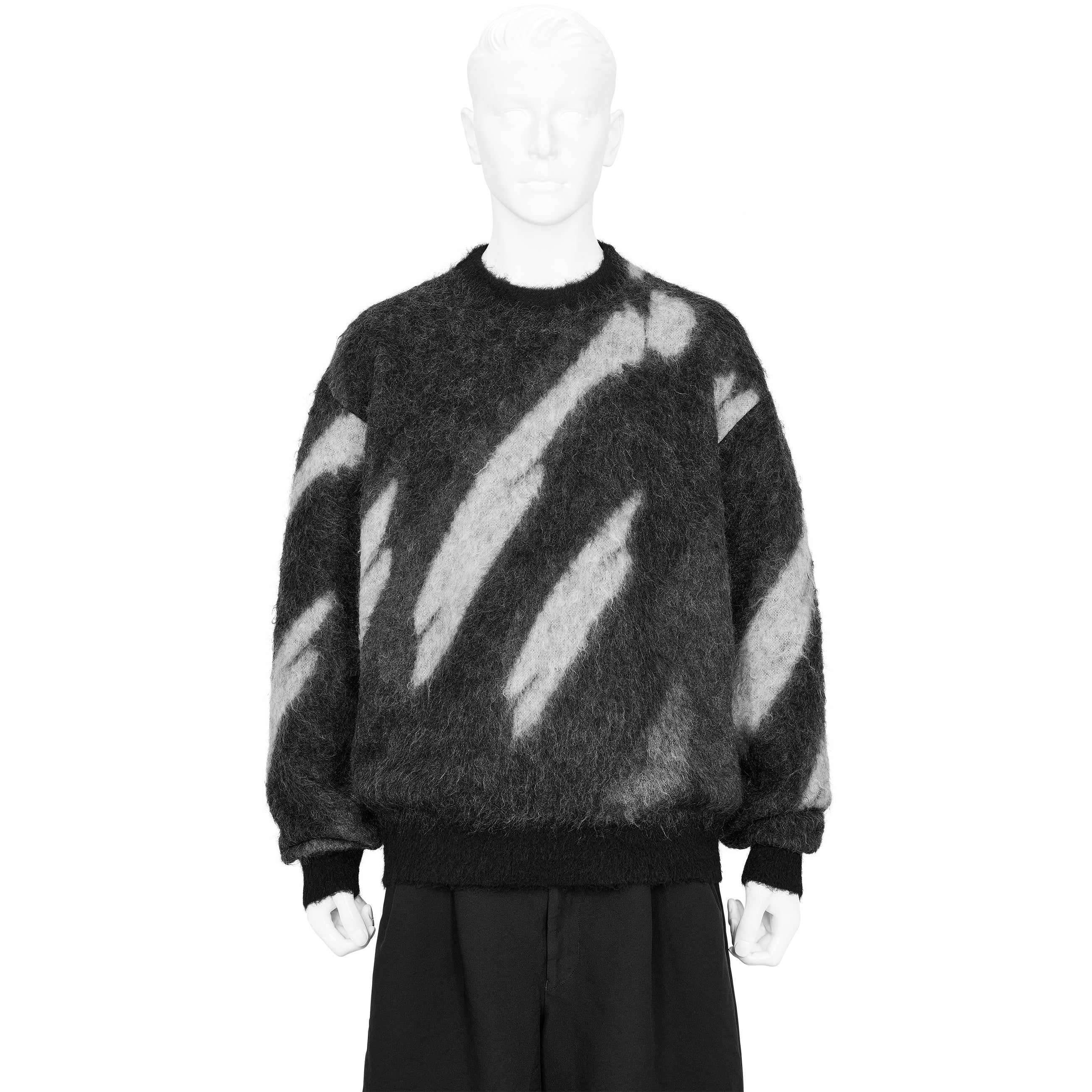 KID MOHAIR JACQUARD KNIT BLUR BLACK