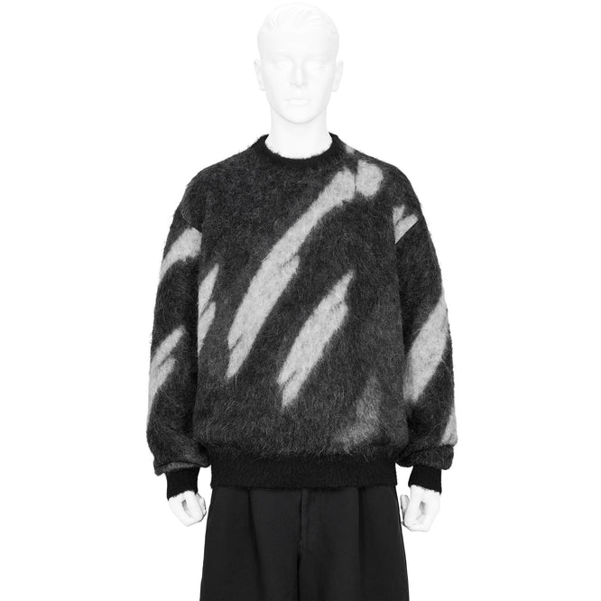 KID MOHAIR JACQUARD KNIT BLUR BLACK
