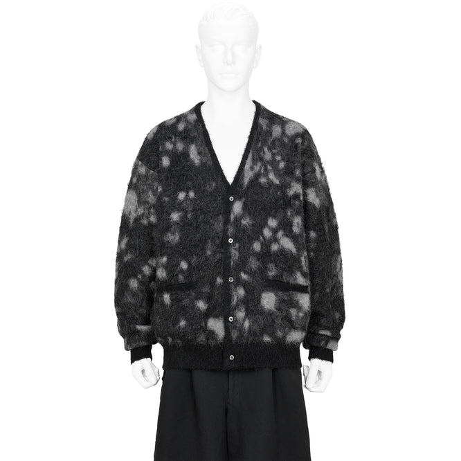 KID MOHAIR JACQUARD CARDIGAN WATER DROP BLACK