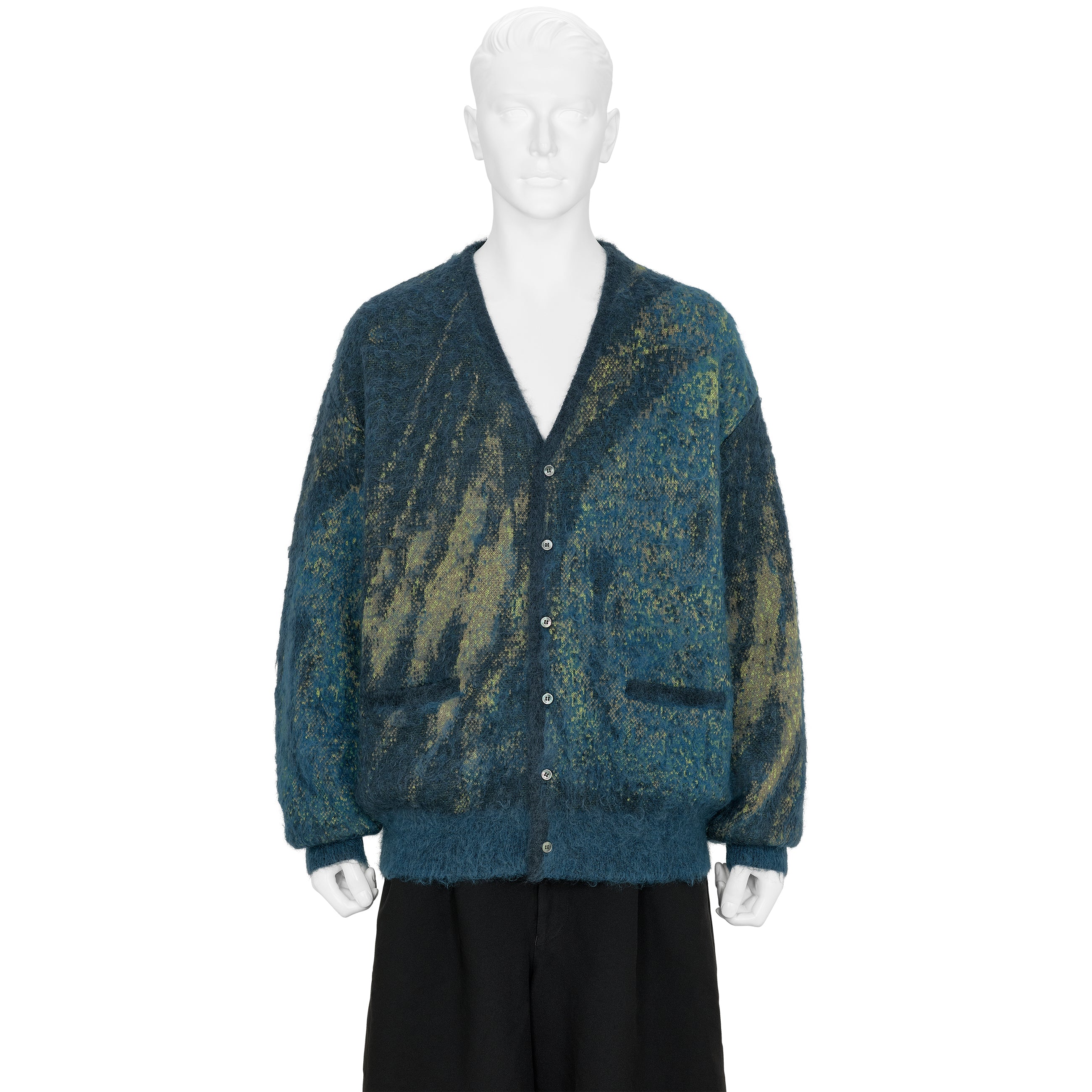 ABSTRACT JACQUARD MOHAIR CARDIGAN GREEN - YOKE(ヨーク) - TOPS