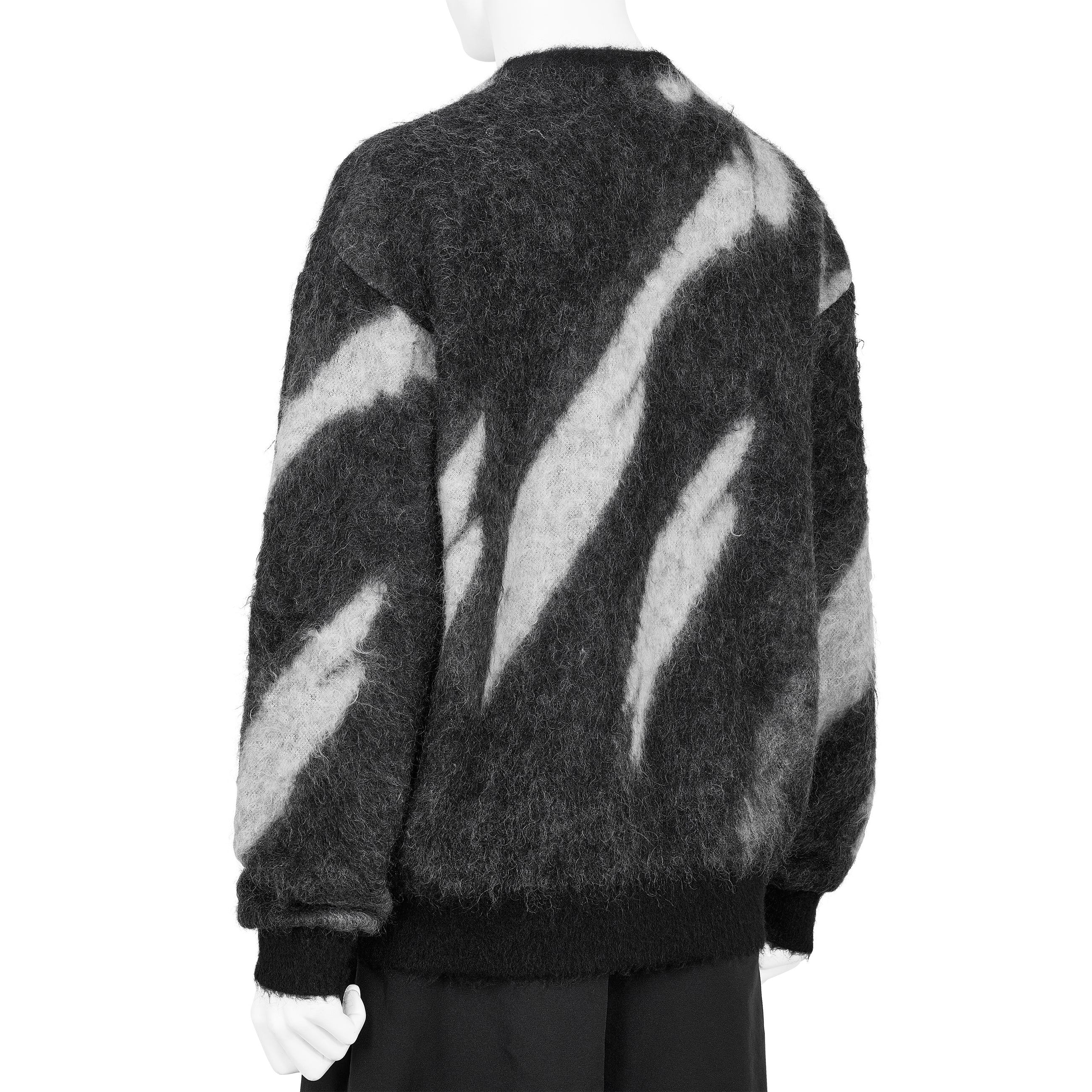 KID MOHAIR JACQUARD KNIT BLUR BLACK
