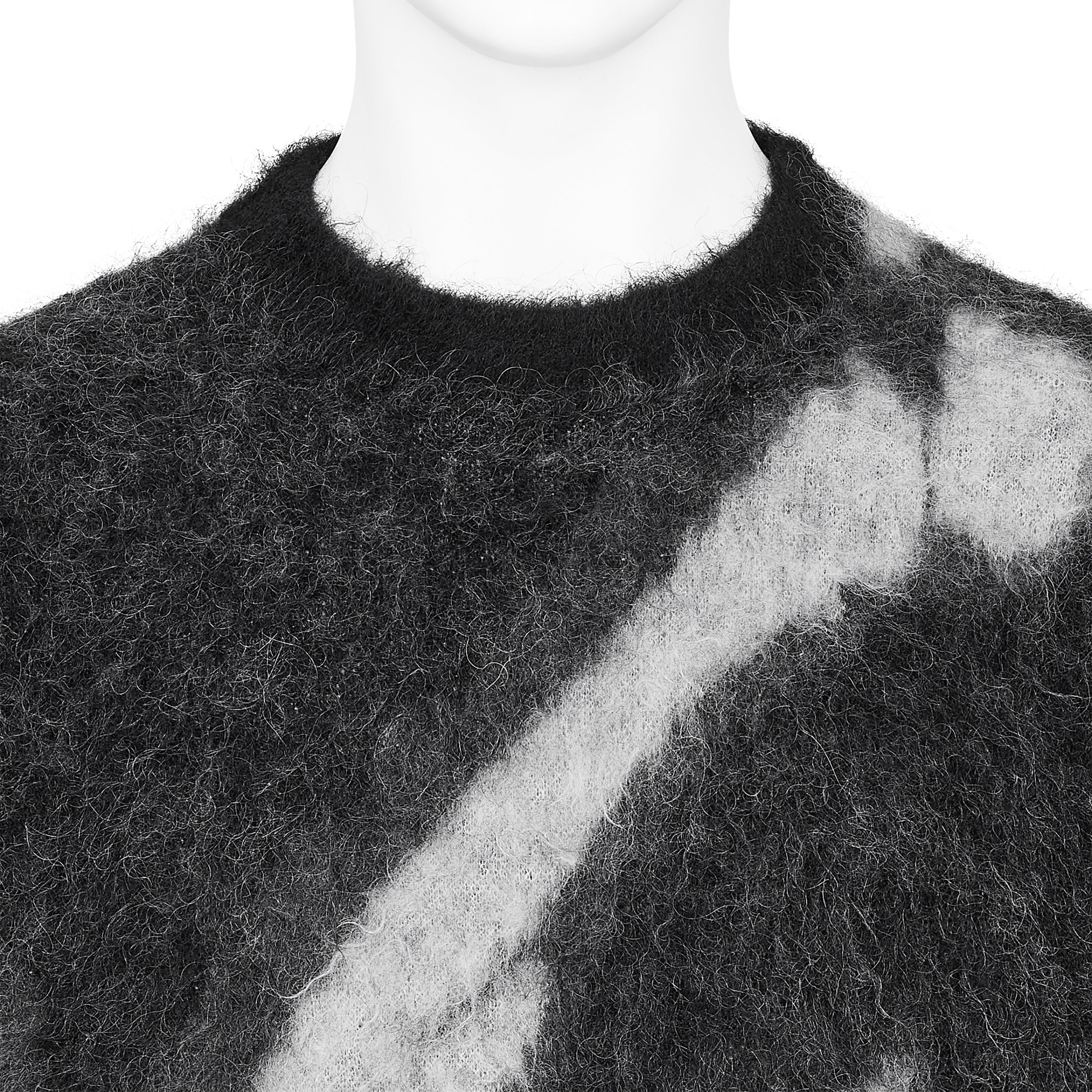 KID MOHAIR JACQUARD KNIT BLUR BLACK