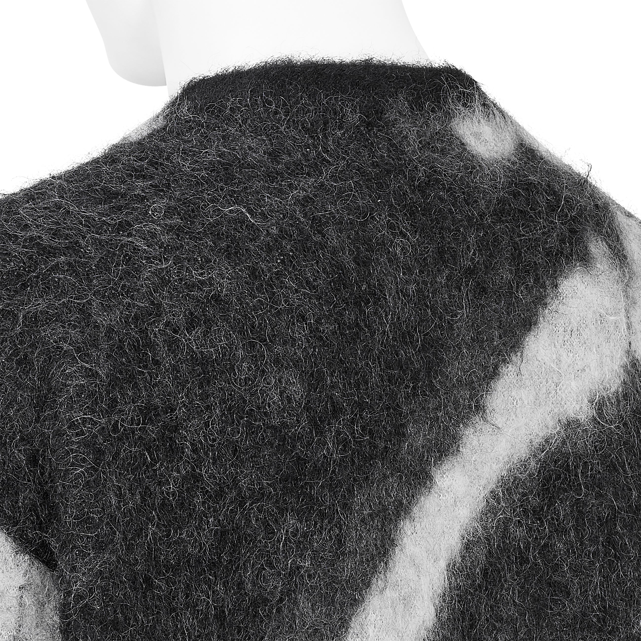 KID MOHAIR JACQUARD KNIT BLUR BLACK