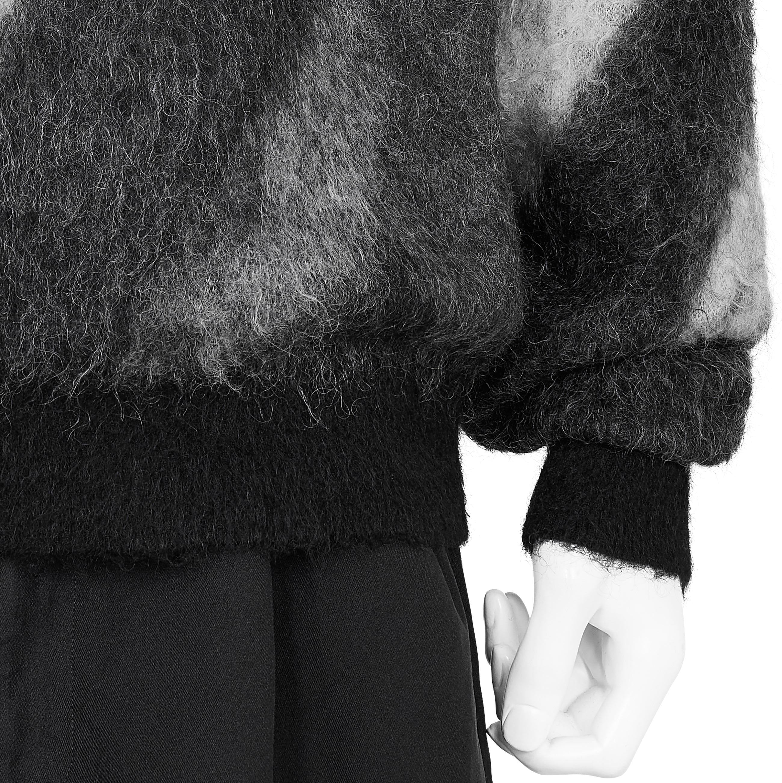KID MOHAIR JACQUARD KNIT BLUR BLACK