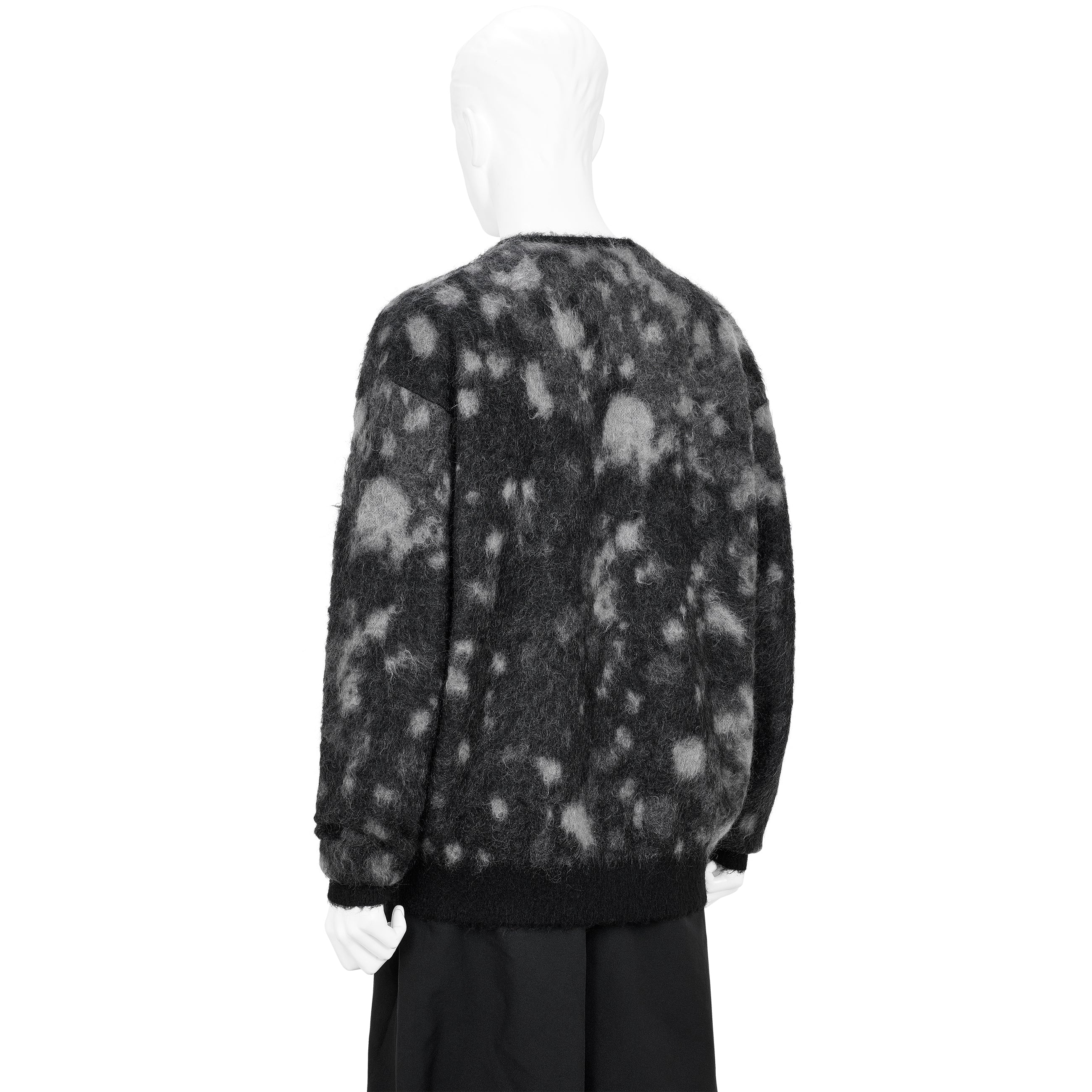 KID MOHAIR JACQUARD CARDIGAN WATER DROP BLACK