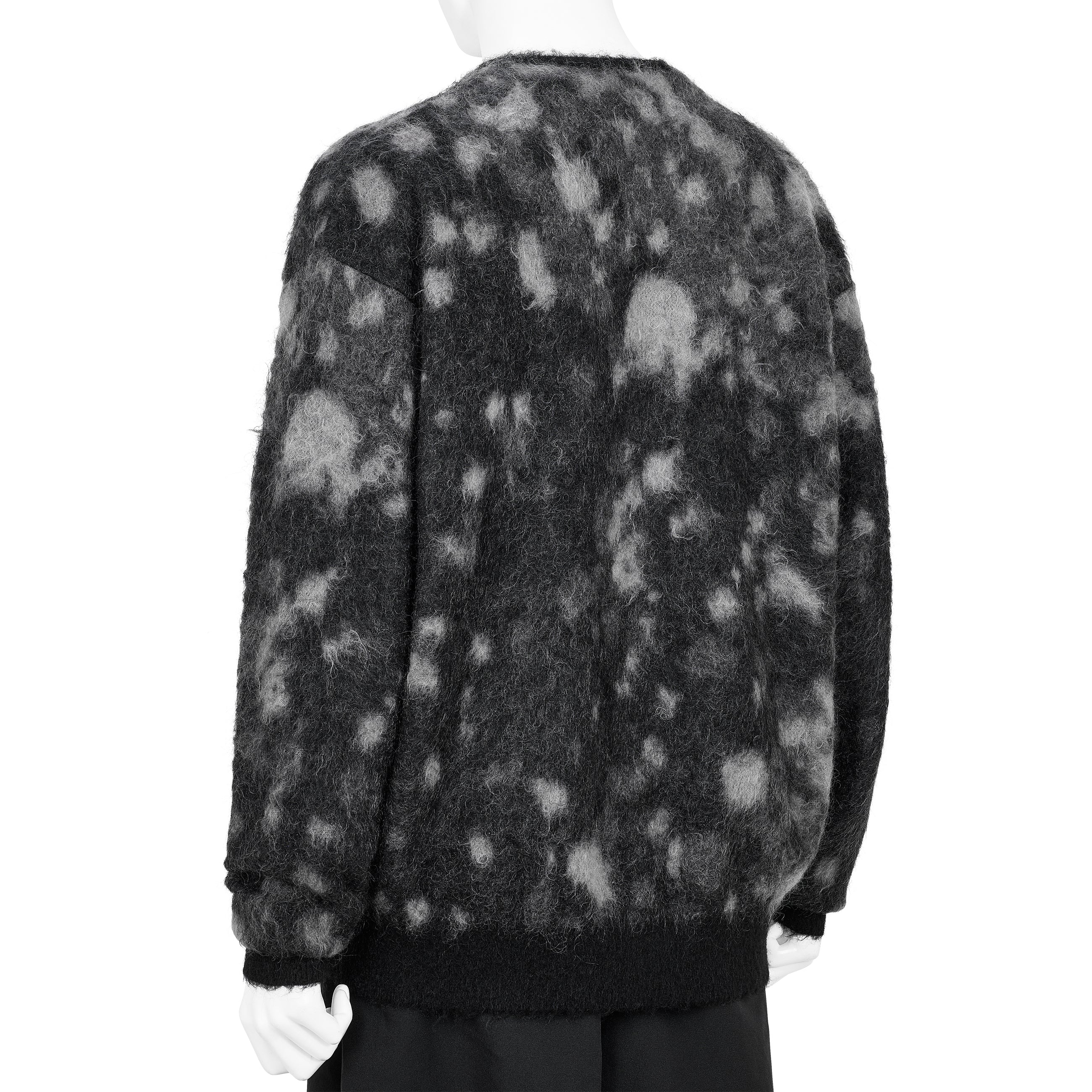 KID MOHAIR JACQUARD CARDIGAN WATER DROP BLACK