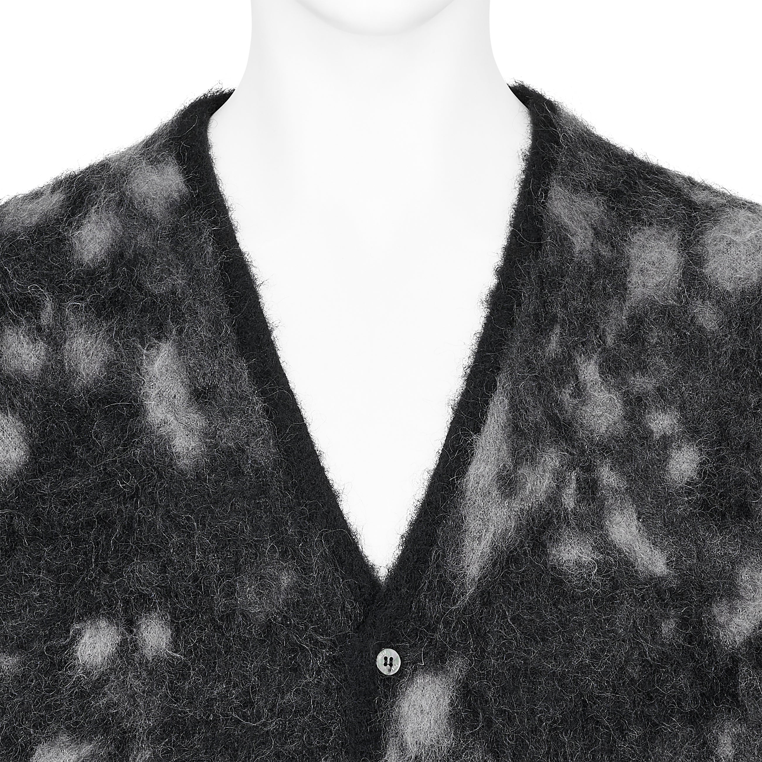 KID MOHAIR JACQUARD CARDIGAN WATER DROP BLACK - YOKE(ヨーク
