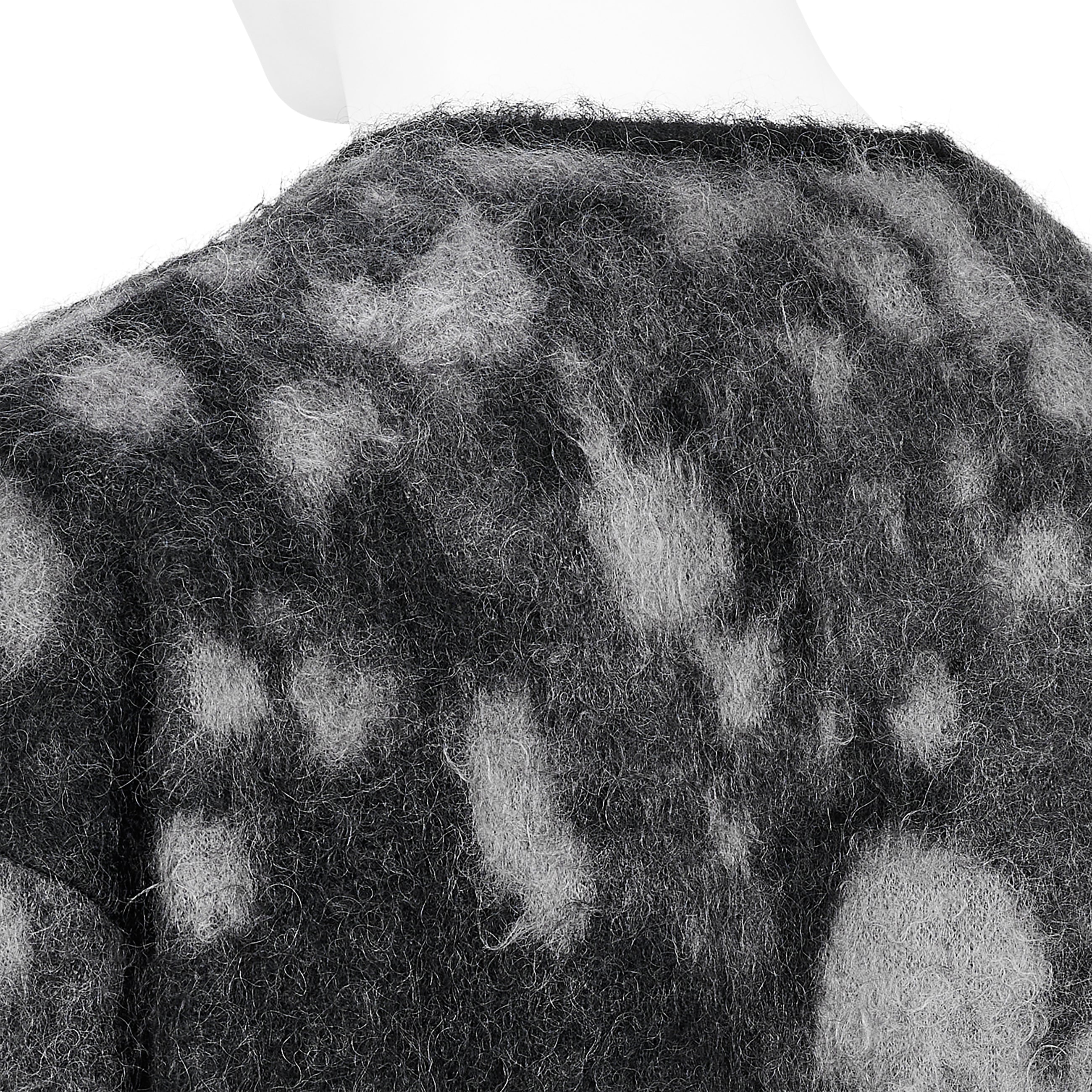 KID MOHAIR JACQUARD CARDIGAN WATER DROP BLACK